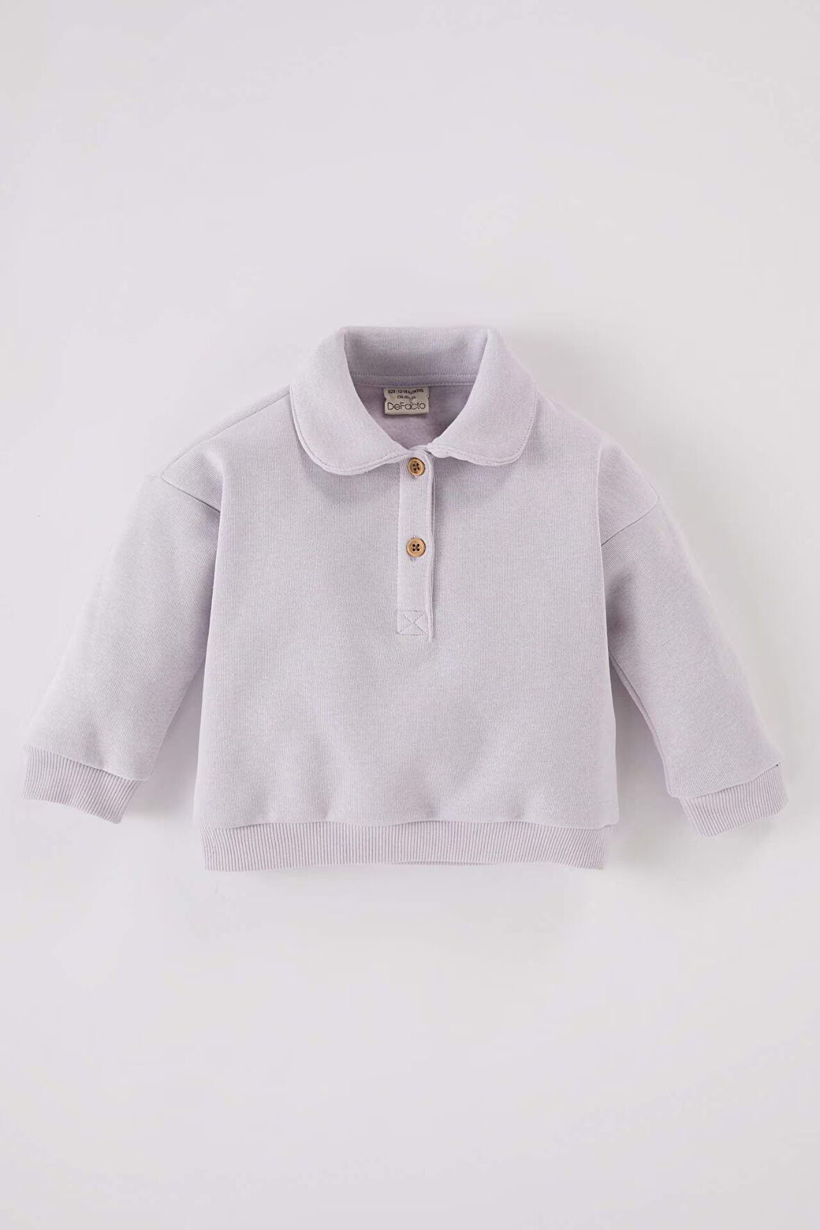 DeFacto Kız Bebek Bebe Yaka Düğmeli İçi Yumuşak Tüylü Sweatshirt D4992A524WNPR305