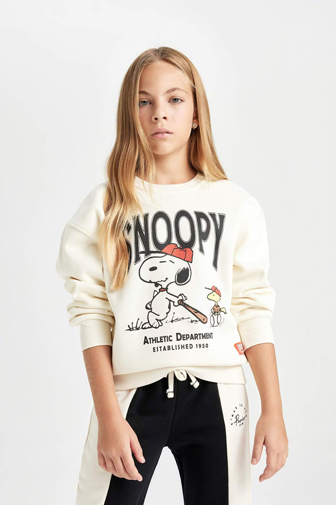 DeFacto Kız Çocuk Snoopy Oversize Geniş Kalıp Bisiklet Yaka Sweatshirt D2824A824WNER99