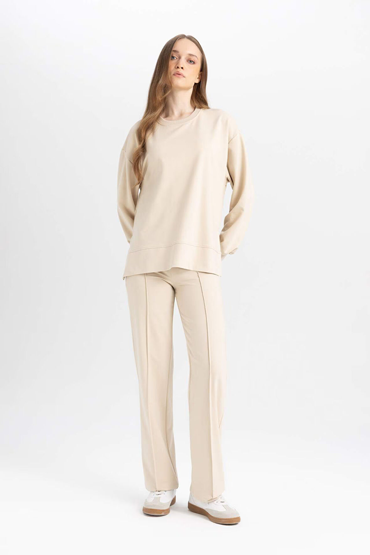 Wide Leg Geniş Bol Paça Eşofman Altı Beli Lastikli Basic Düz