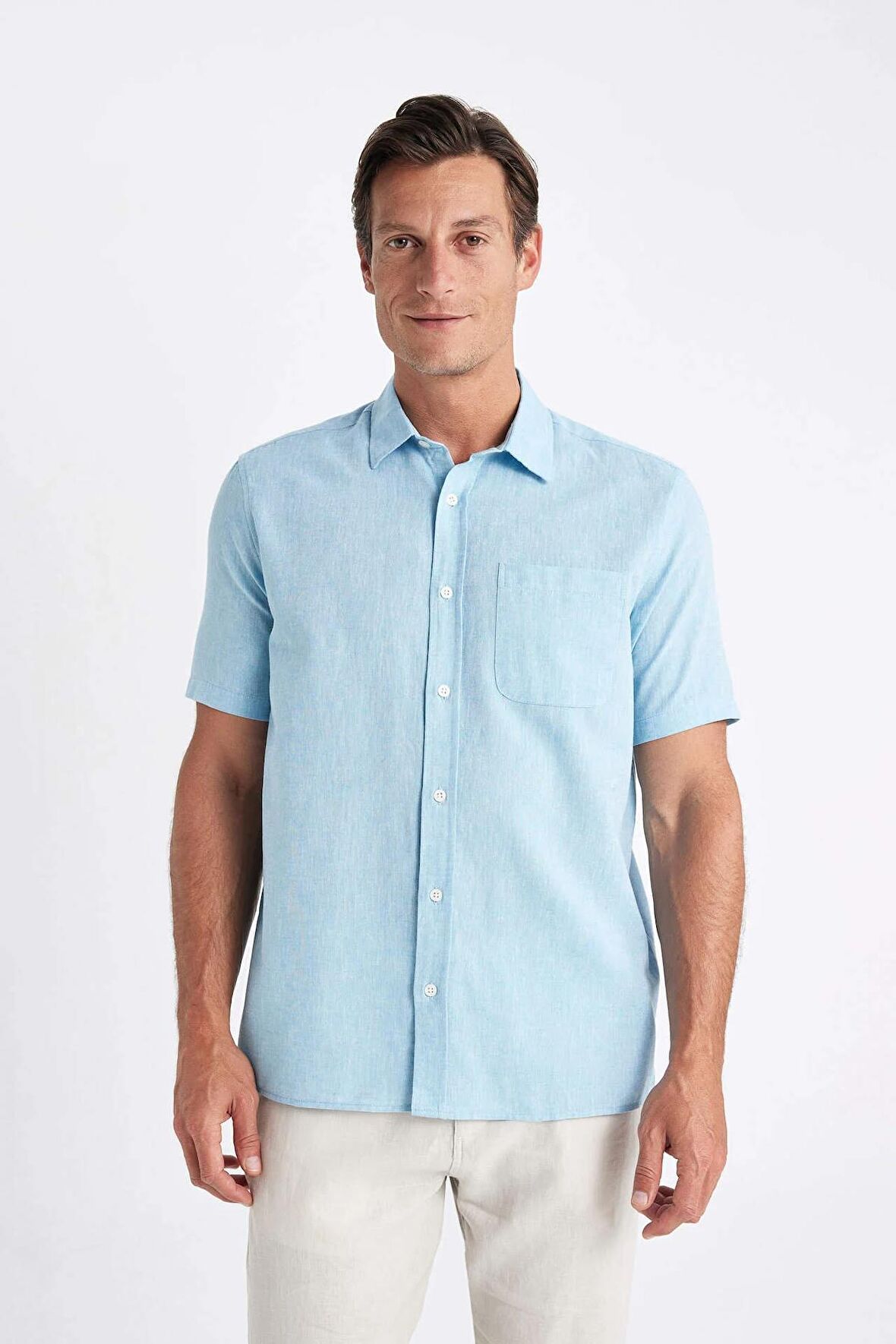 DeFacto Regular Fit Yazlık Polo Yaka Kısa Kollu Gömlek D4497AX24SMBE281