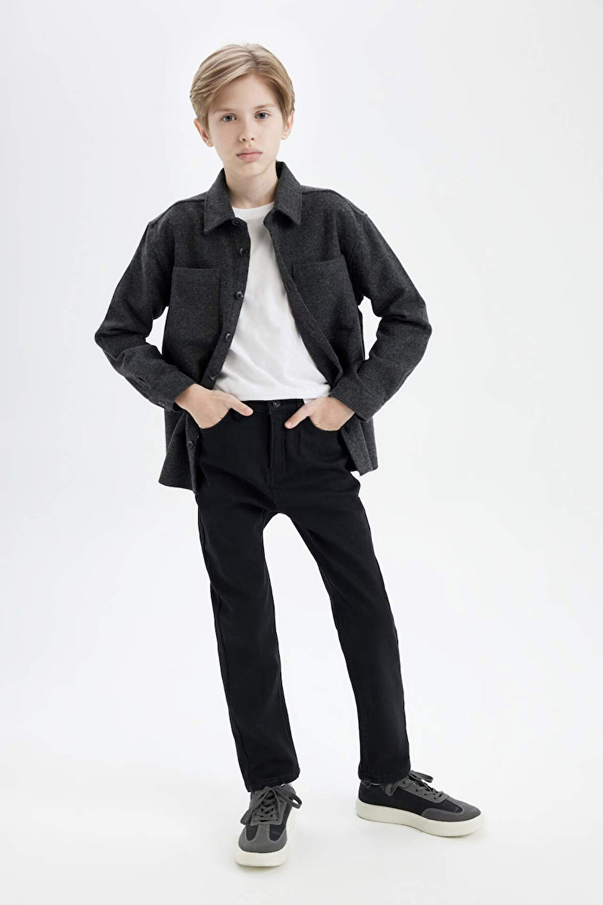 DeFacto Erkek Çocuk Düz Paça Polar Astarlı Jean Pantolon D2364A824WNNM40