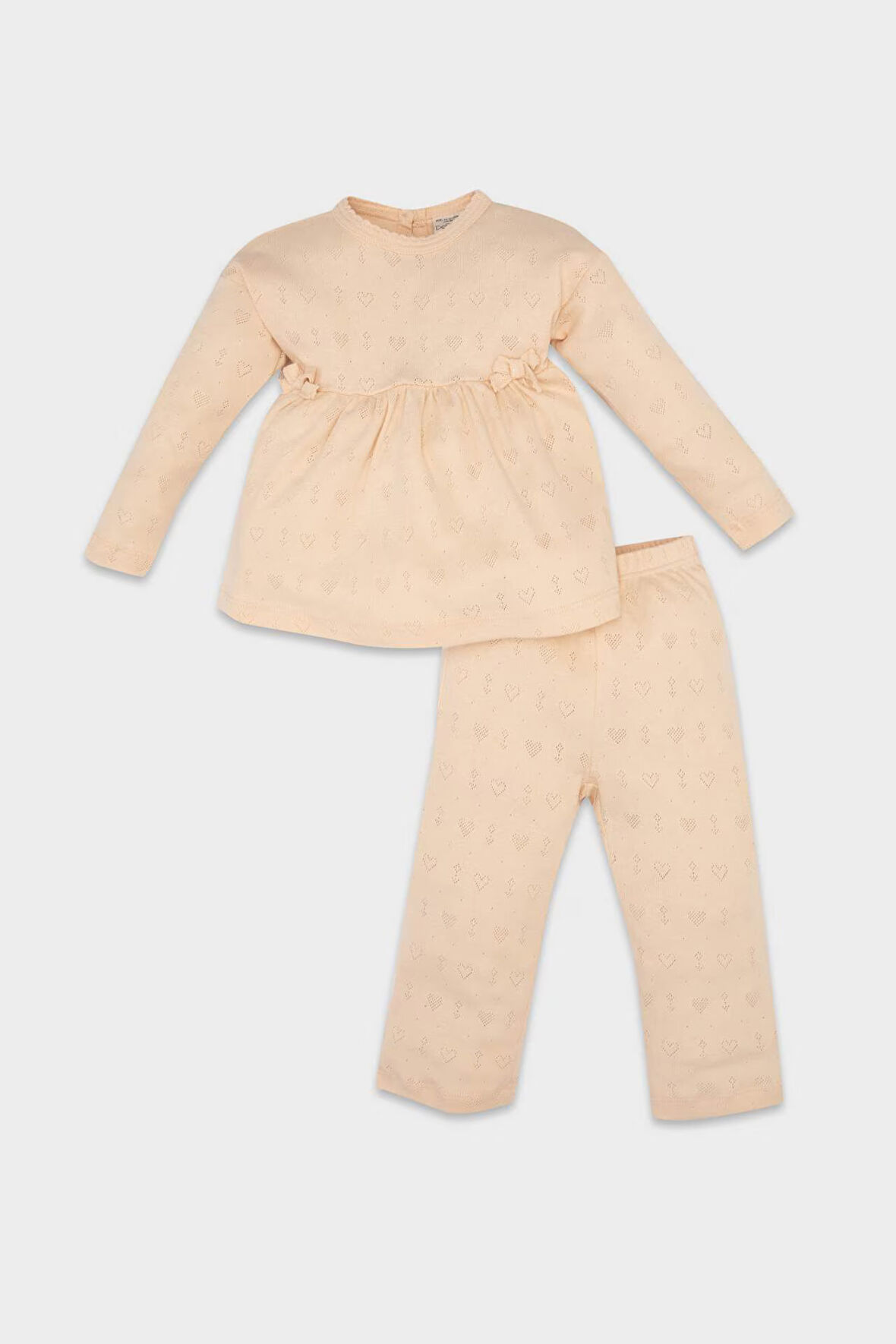 DeFacto Kız Bebek Uzun Kollu Ribana Pijama Takımı D3613A524WNBG391