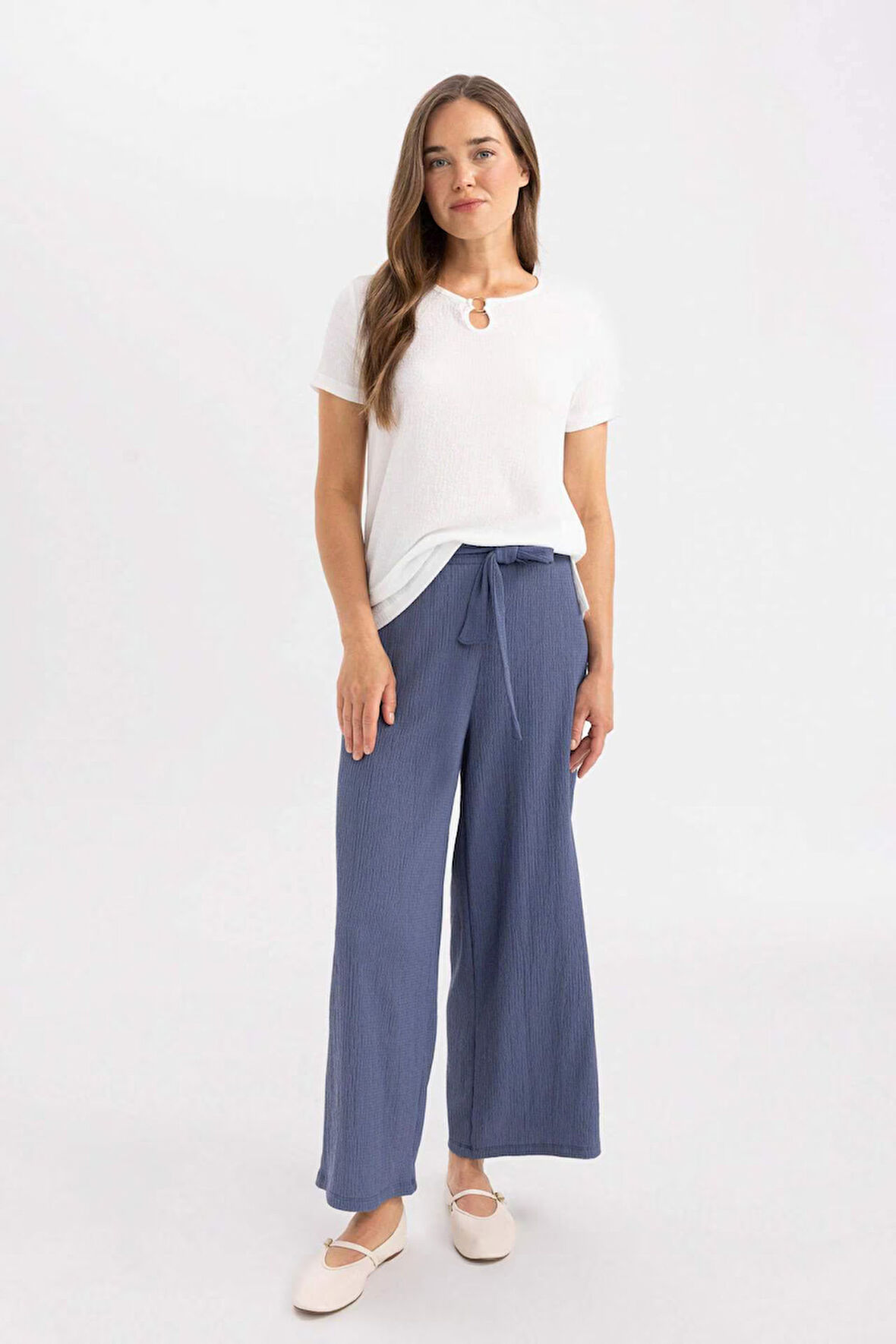 Culotte Geniş Paça Bürümcük Kapri