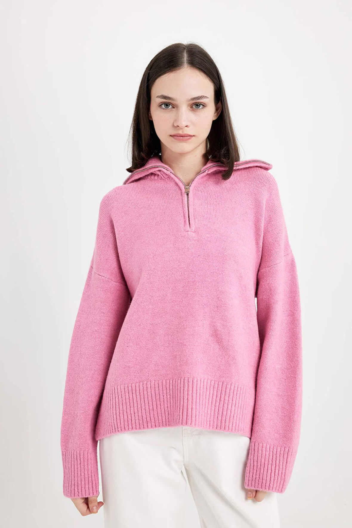 Oversize Fit Polo Yaka Triko Kazak