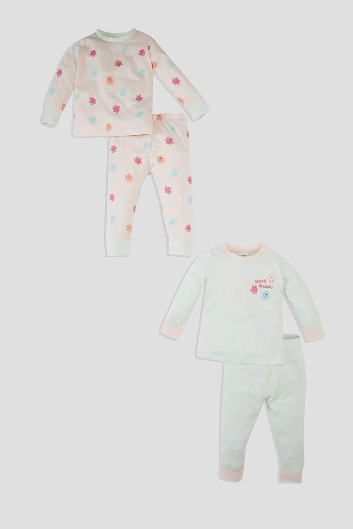 DeFacto Kız Bebek Yiyecek Baskılı Uzun Kollu Penye 4'lü Pijama Takımı D1801A524AUPN190