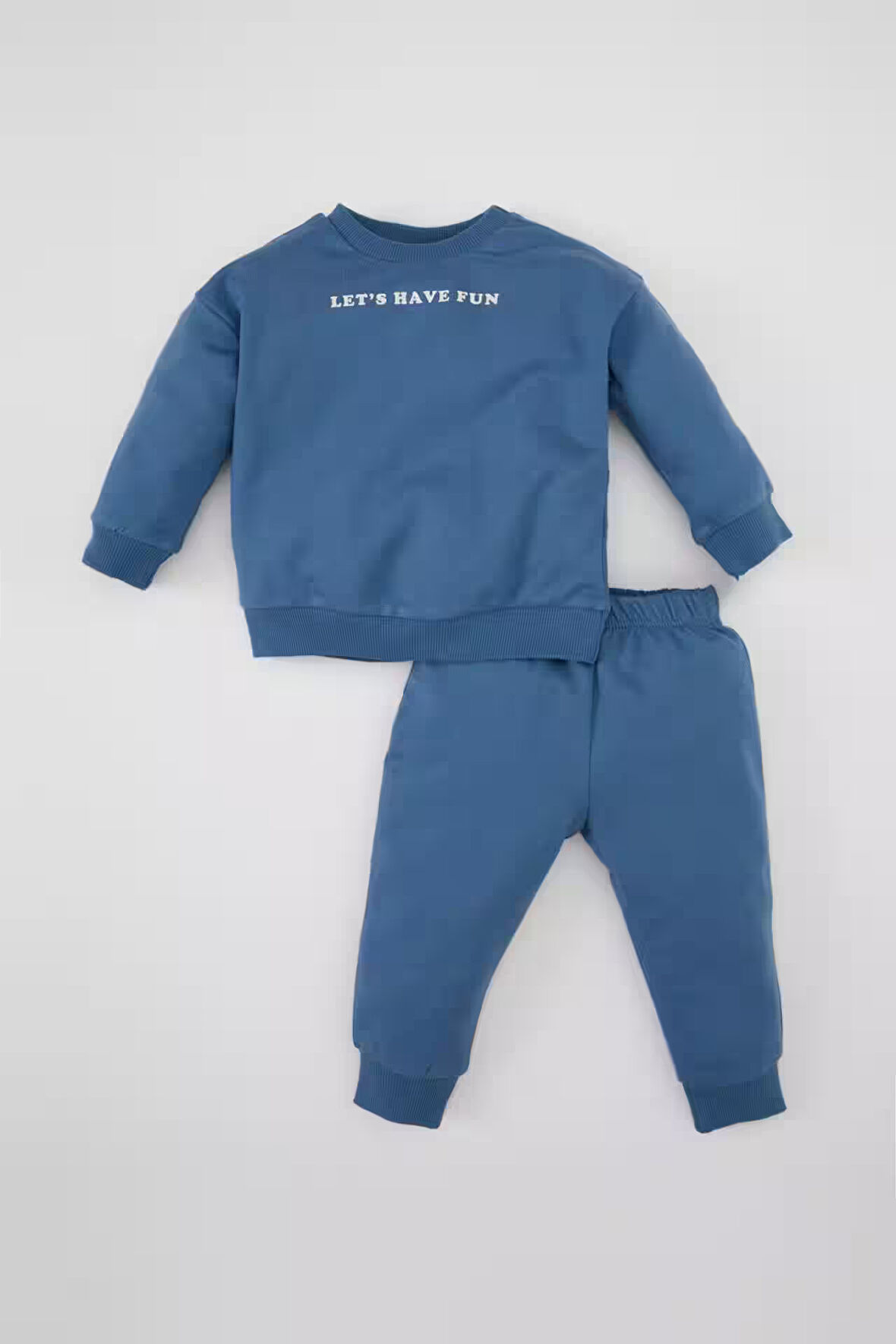 DeFacto Kız Bebek 2'li Takım Bisiklet Yaka Baskılı Sweatshirt Jogger Eşofman Altı D0814A524AUBE88