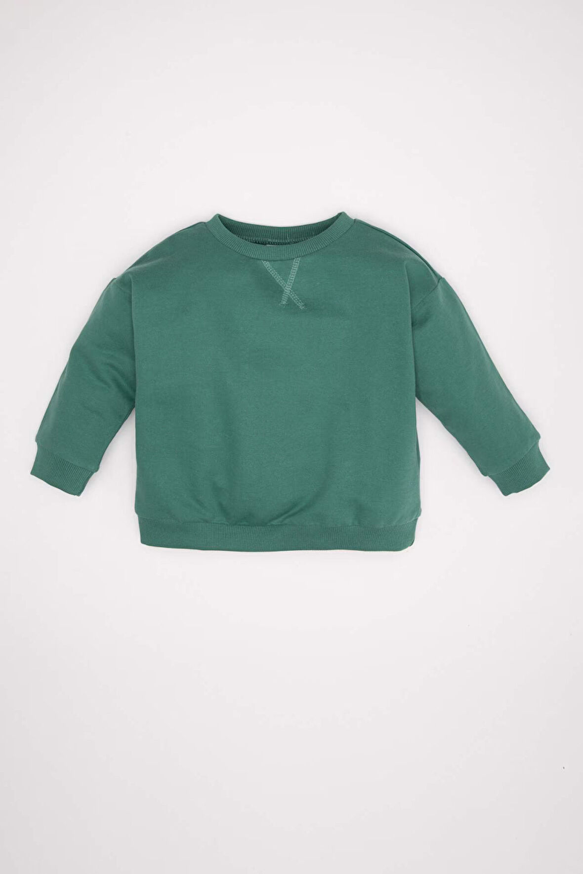 Erkek Bebek %100 Pamuk Bisiklet Yaka Basic Düz Sweatshirt