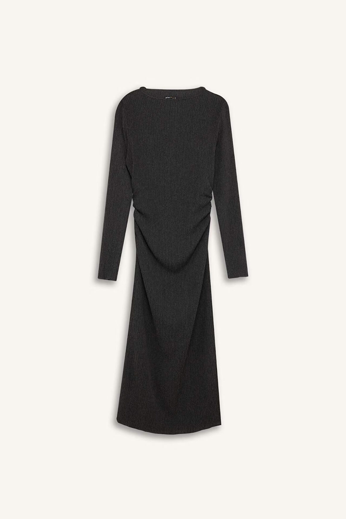 DeFacto Bodycon Vücudu Saran Yarım Balıkçı Yaka Basic Düz Bürümcük Uzun Kollu Midi Elbise D8643AX24AUAR104