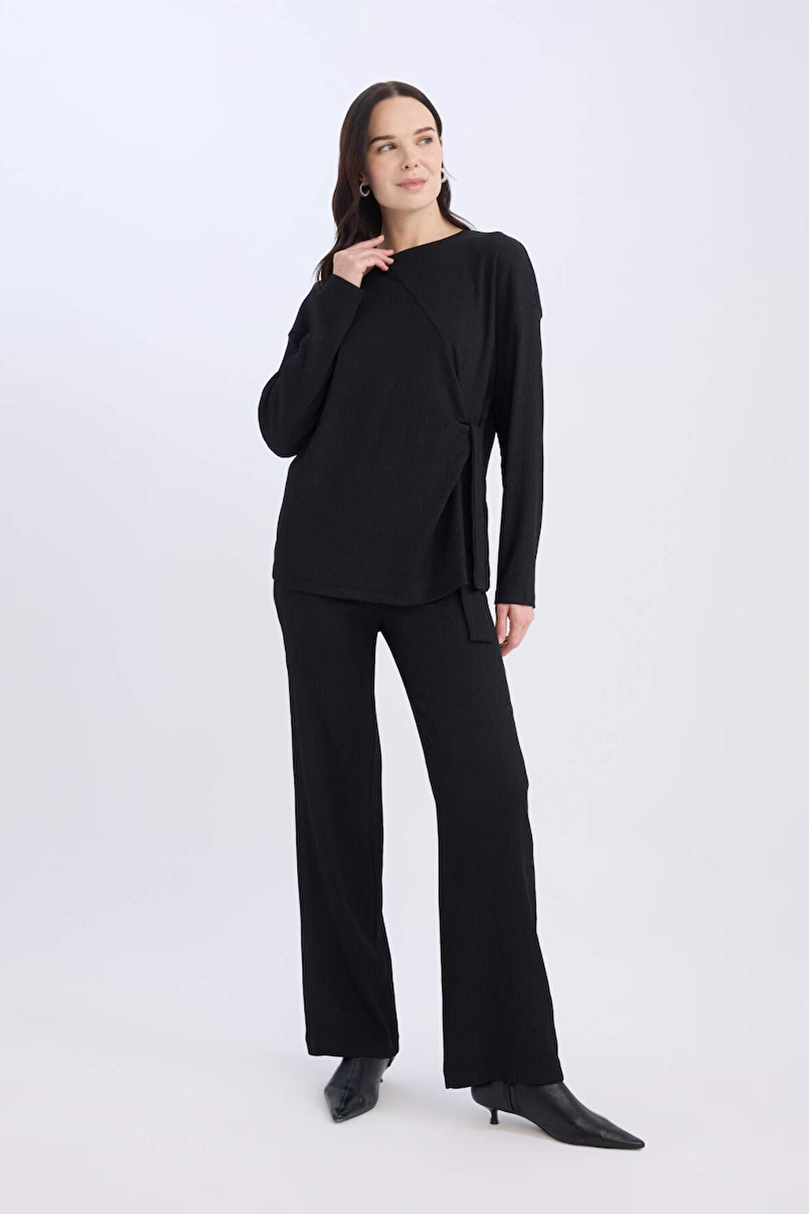 Bürümcük Pantolon Wide Leg Geniş Bol Paça Esnek Belli