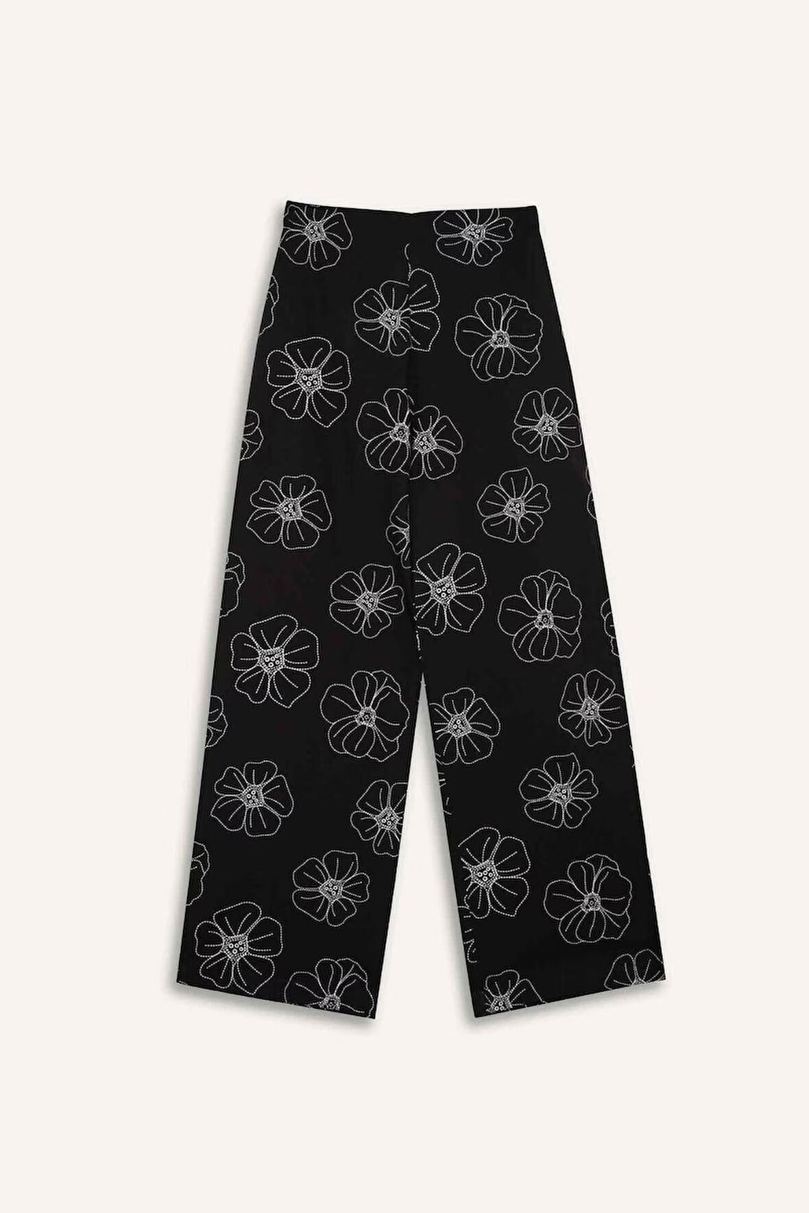 Kız Çocuk Desenli Wide Leg Geniş Paça Pamuklu Pantolon