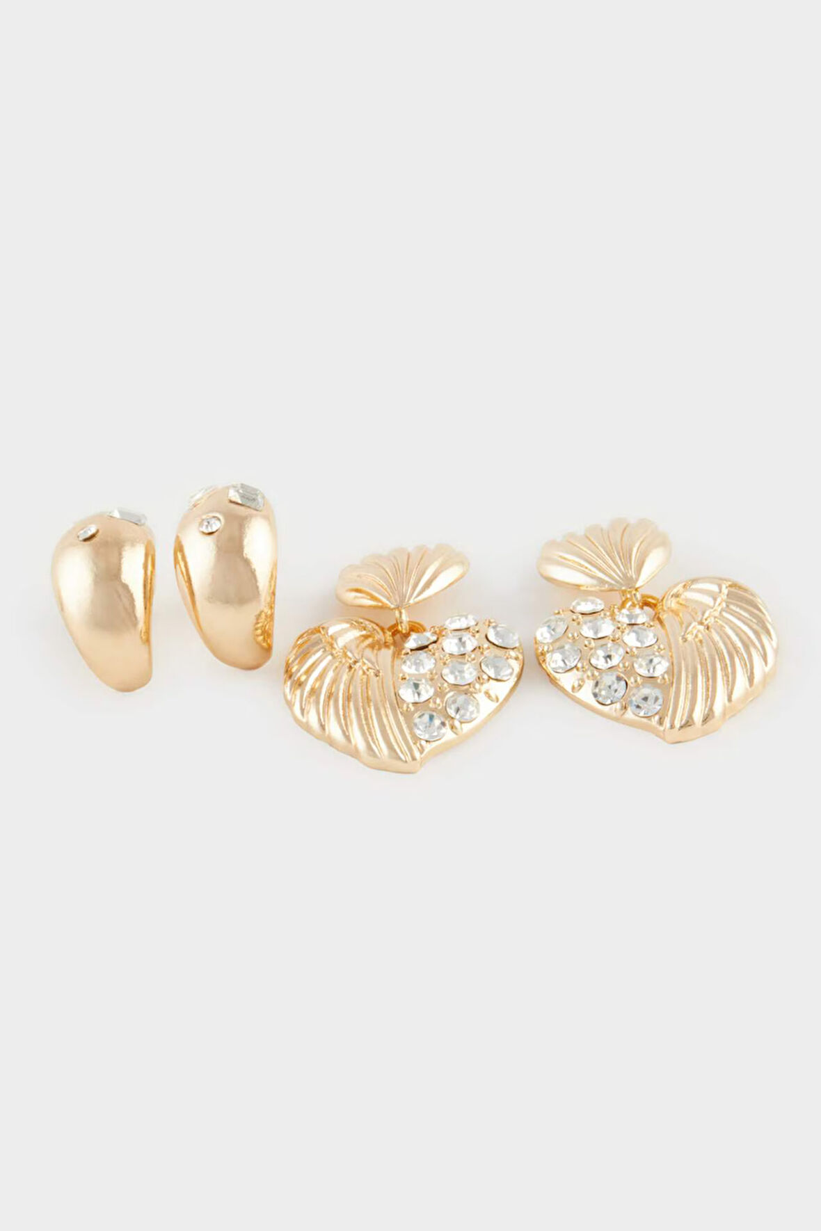 Kadın 2'li Taşlı Gold Küpe
