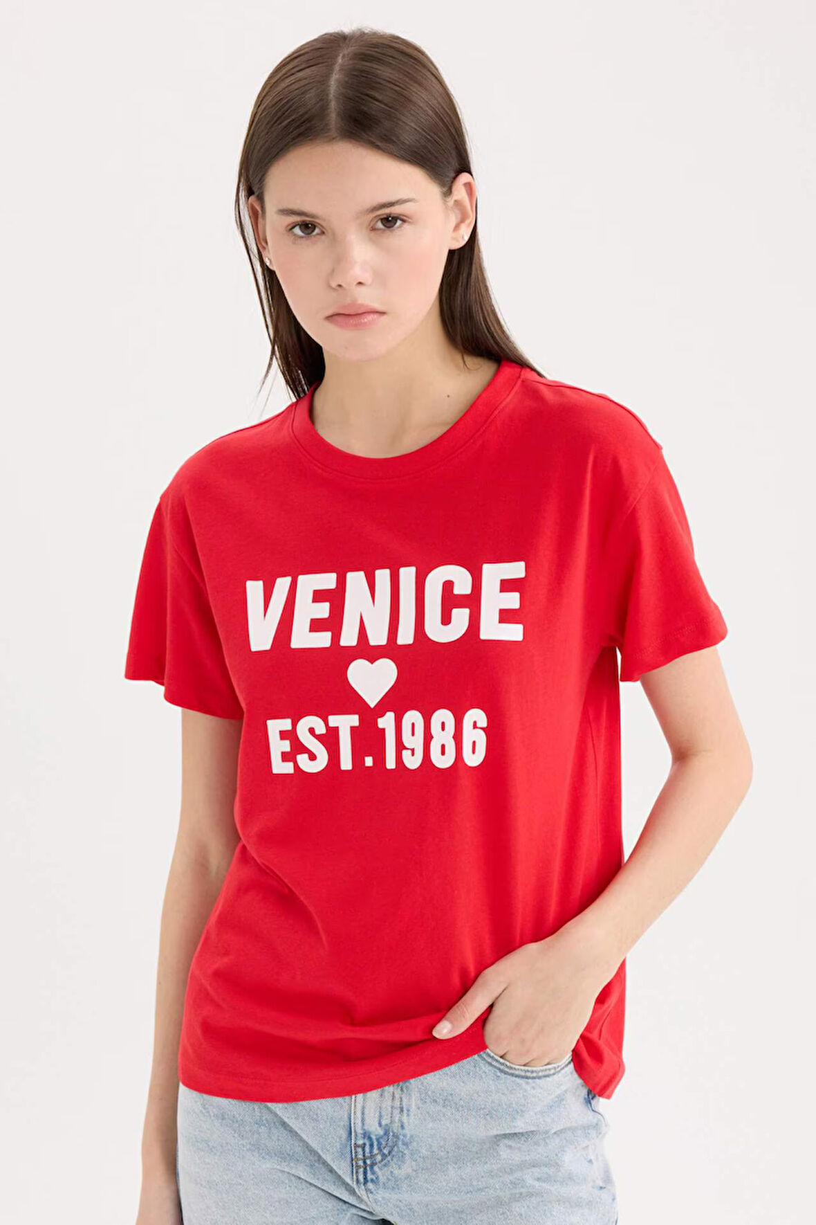 DeFacto Regular Fit Bisiklet Yaka Baskılı Kısa Kollu Tişört D9604AX25SMRD117