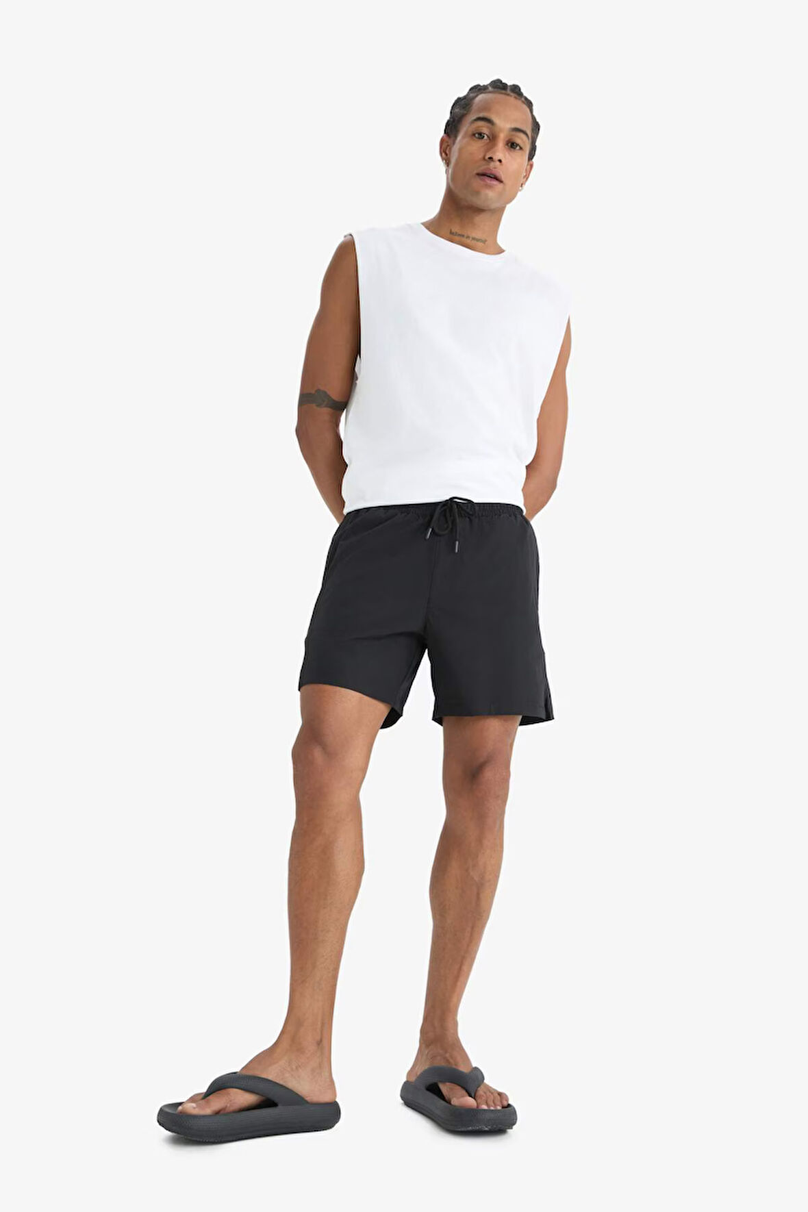 DeFactoFit Sporcu Baskılı Esnek Dokulu Kısa Boy Deniz Şortu B5952AX25HSBK81