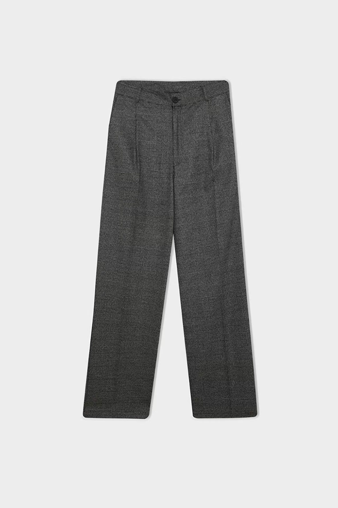 DeFacto Wide Leg Klasik Kışlık Pantolon Kareli Cepli Yüksek Bel Geniş Bol Paça D8635AX24AUAR104