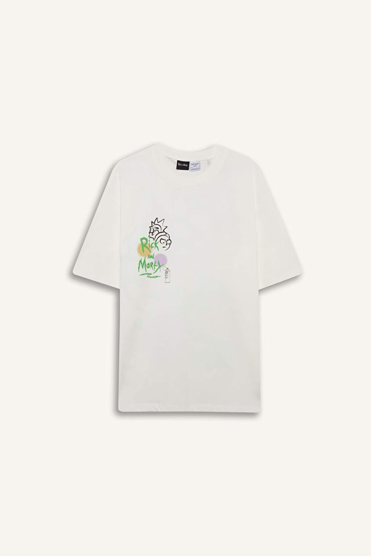 DeFacto %100 Pamuk Rick and Morty Comfort Regular Fit Rahat Kalıp Bisiklet Yaka Sırt Baskılı Kısa Kollu Tişört B5369AX25SPER105