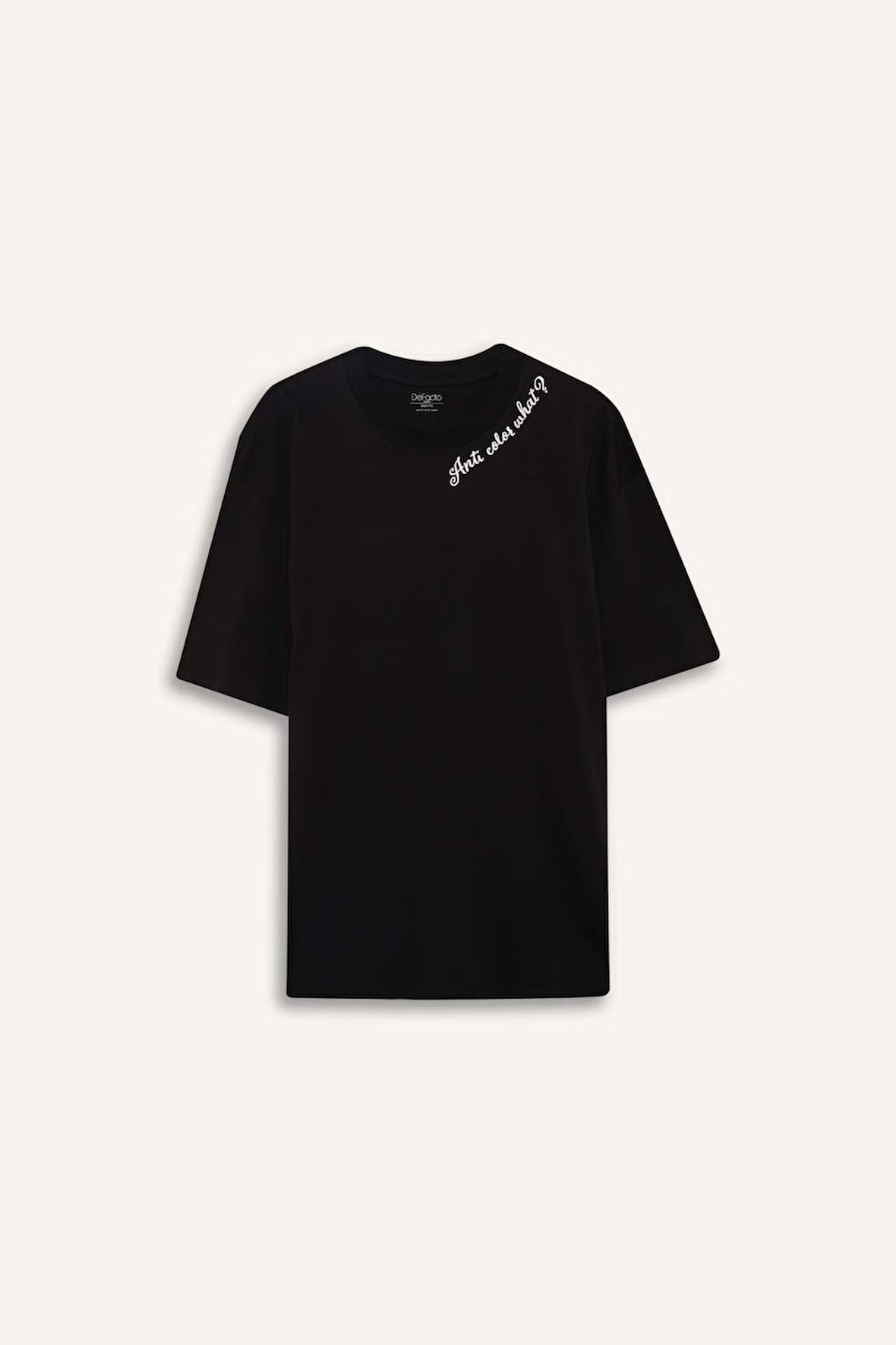 DeFacto %100 Pamuk Boxy Fit Bisiklet Yaka Yaka Baskılı Kısa Kollu Tişört C2135AX25SMBK81