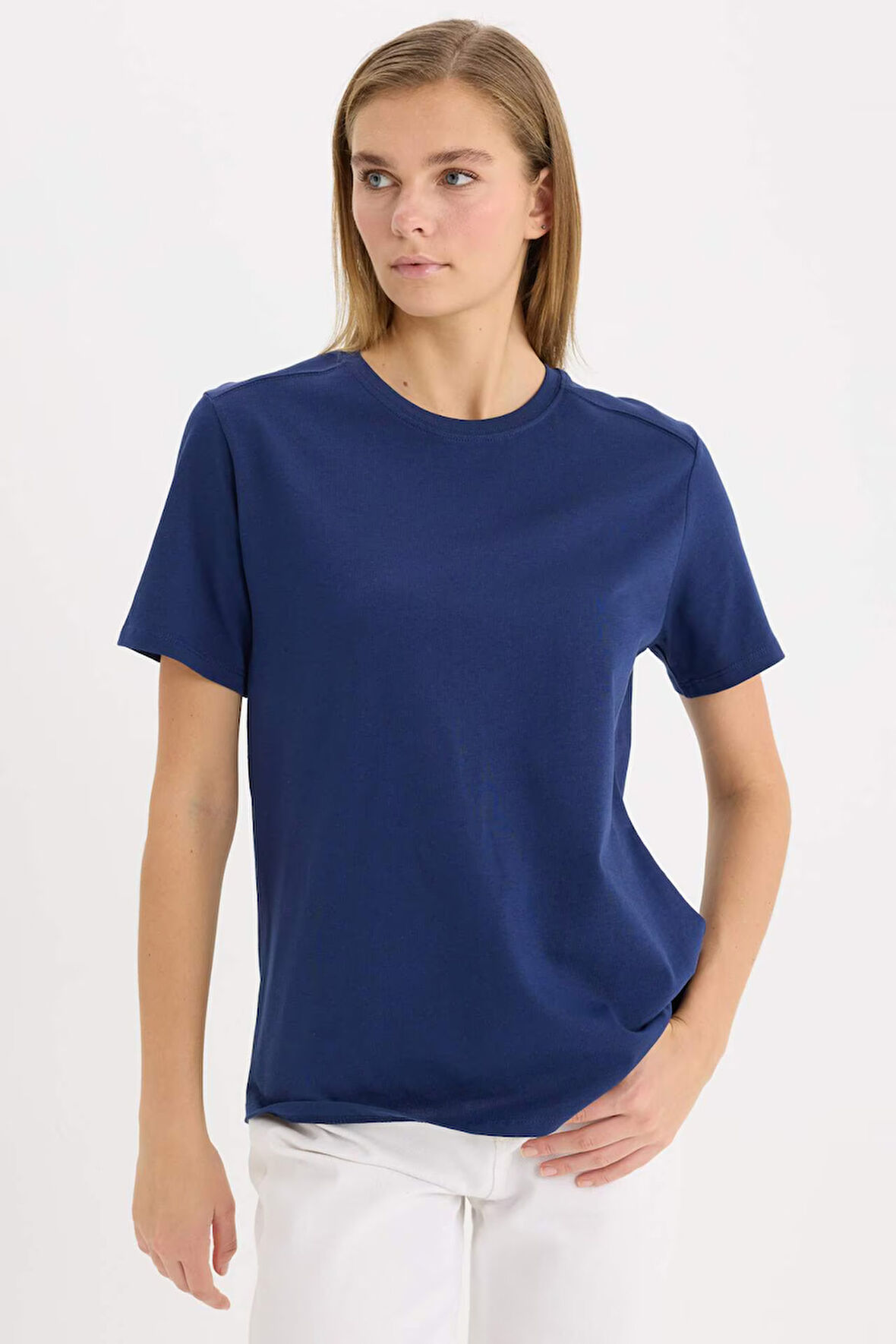 Regular Fit Bisiklet Yaka Basic Düz l Premium Kısa Kollu Bordo Tişört