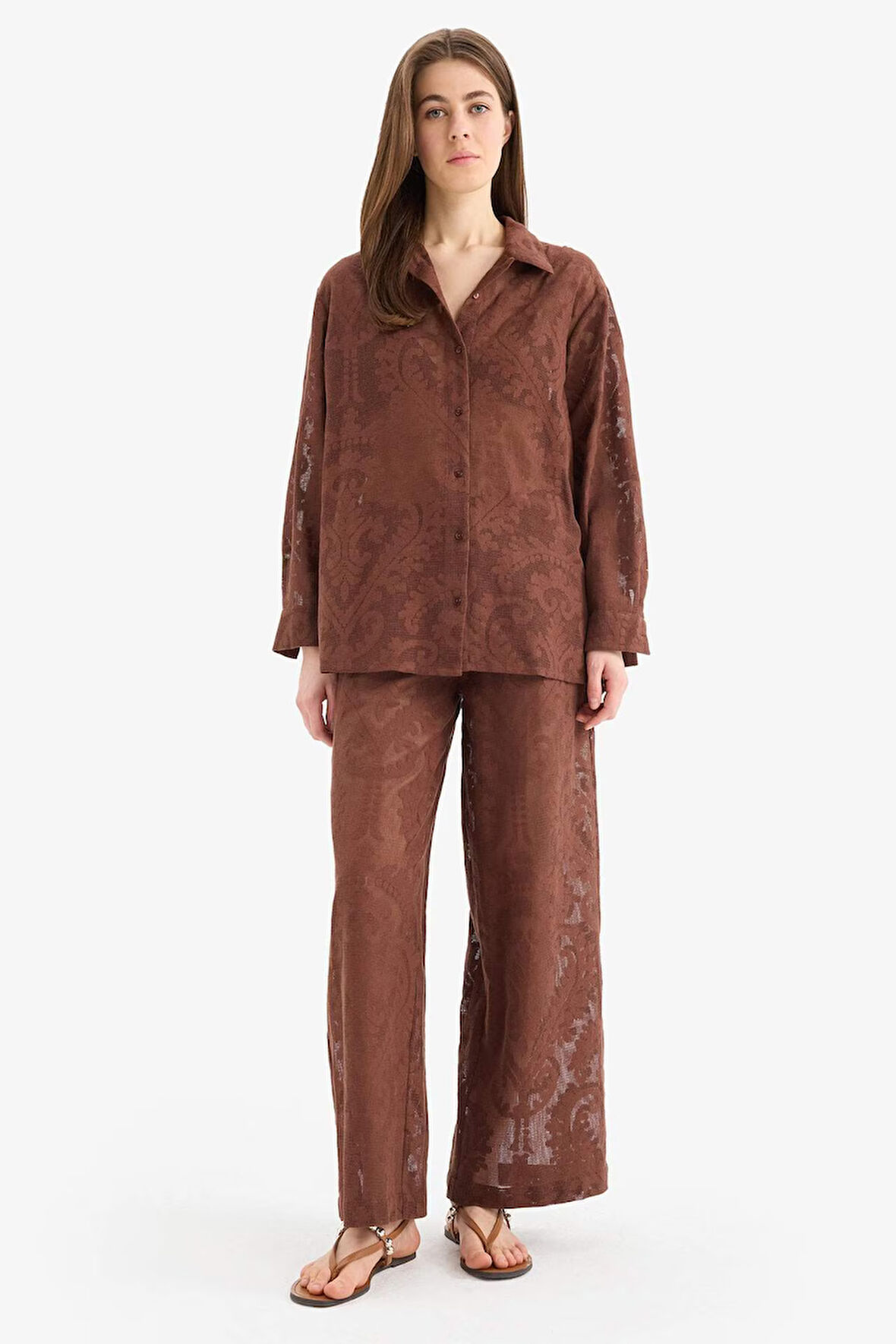 DeFacto Dantelli Esnek Belli Dantel Plaj Pantolonu-Fall in Love D9767AX25SMBN319