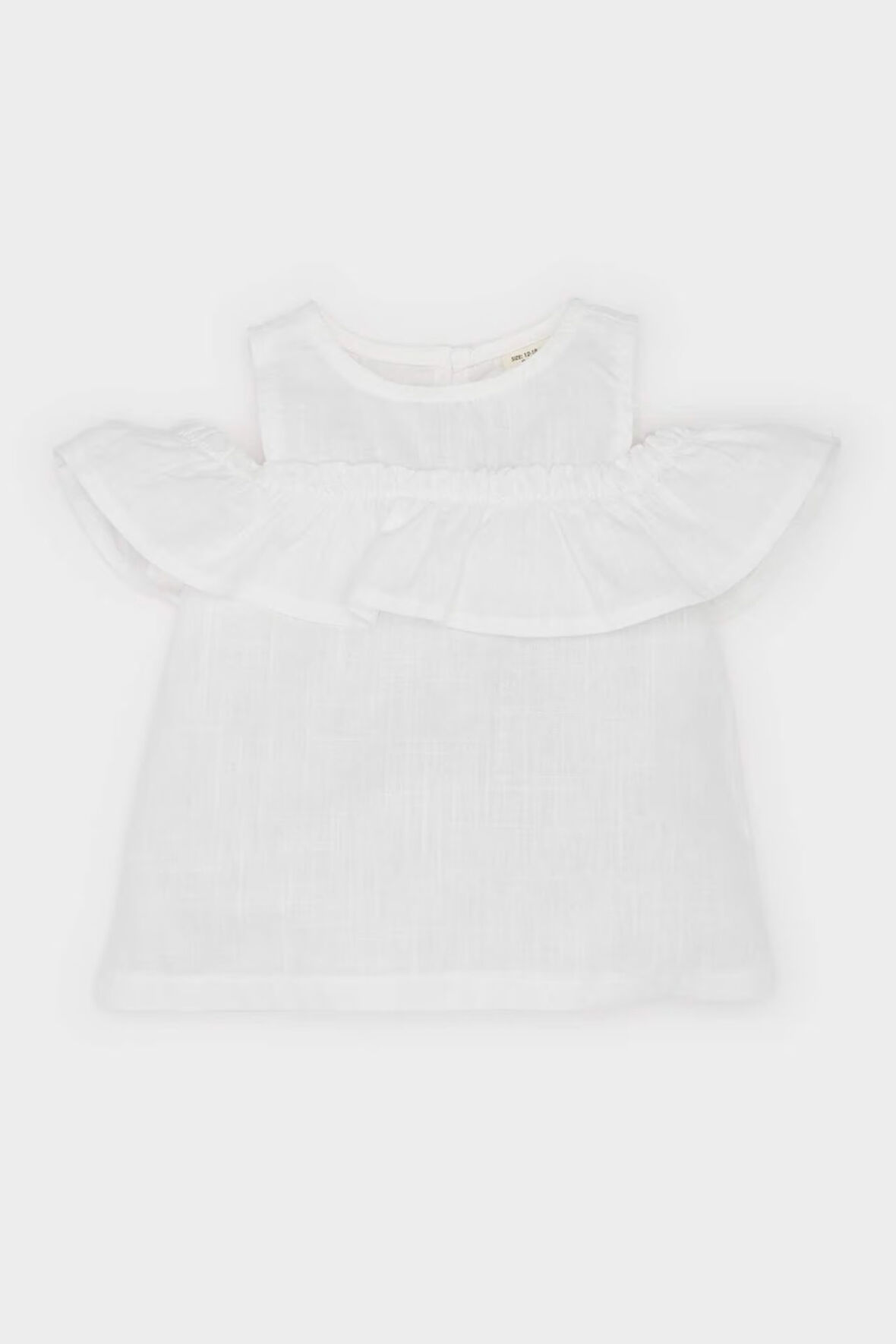 DeFacto Kız Bebek Bisiklet Yaka Flamlı Poplin Kısa Kollu Bluz E2849A525SMWT32