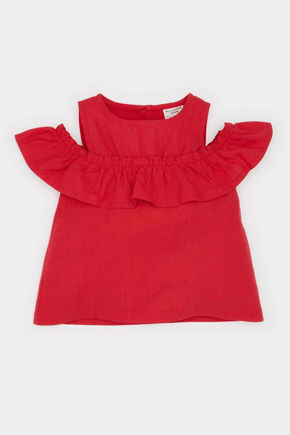 DeFacto Kız Bebek Bisiklet Yaka Flamlı Poplin Kısa Kollu Bluz E2849A525SMRD54