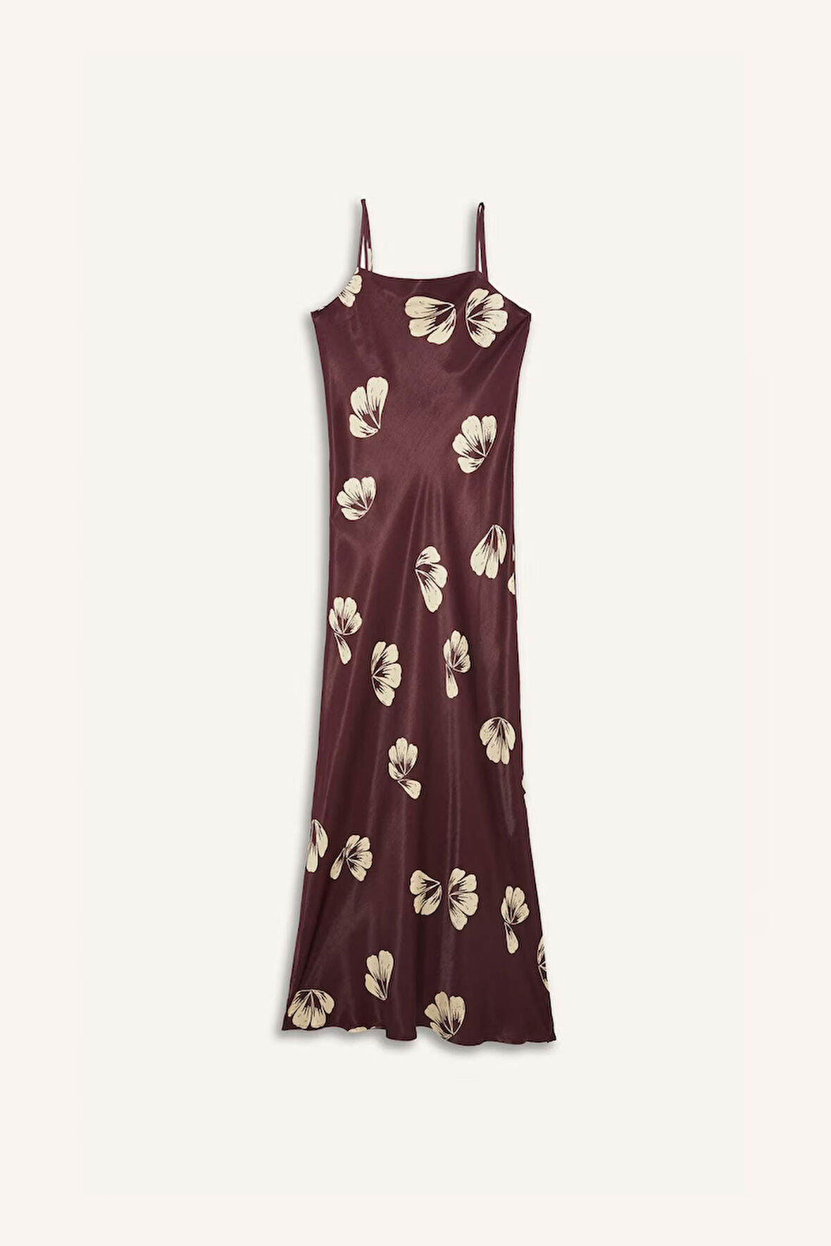 DeFacto Degaje Yaka Çiçek Desenli Saten Askılı Midi Elbise E6901AX24WNBR27