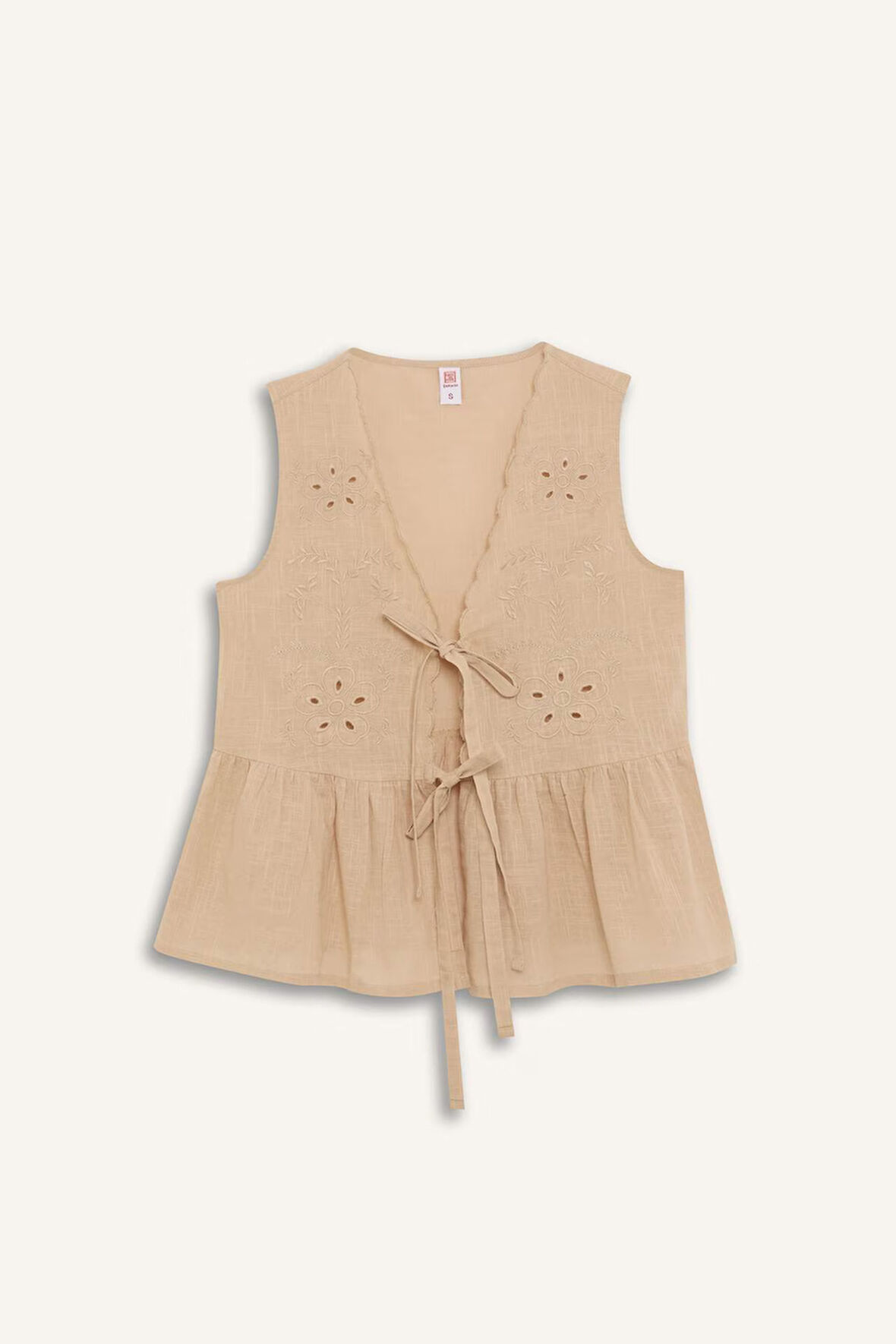 DeFacto Regular Fit Brode Önden Bağlamalı Plaj Üstü-Fall in Love E4263AX25SMBG387