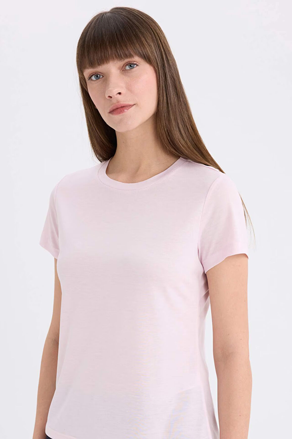 Regular Fit Bisiklet Yaka Basic Düz Kısa Kollu Tişört