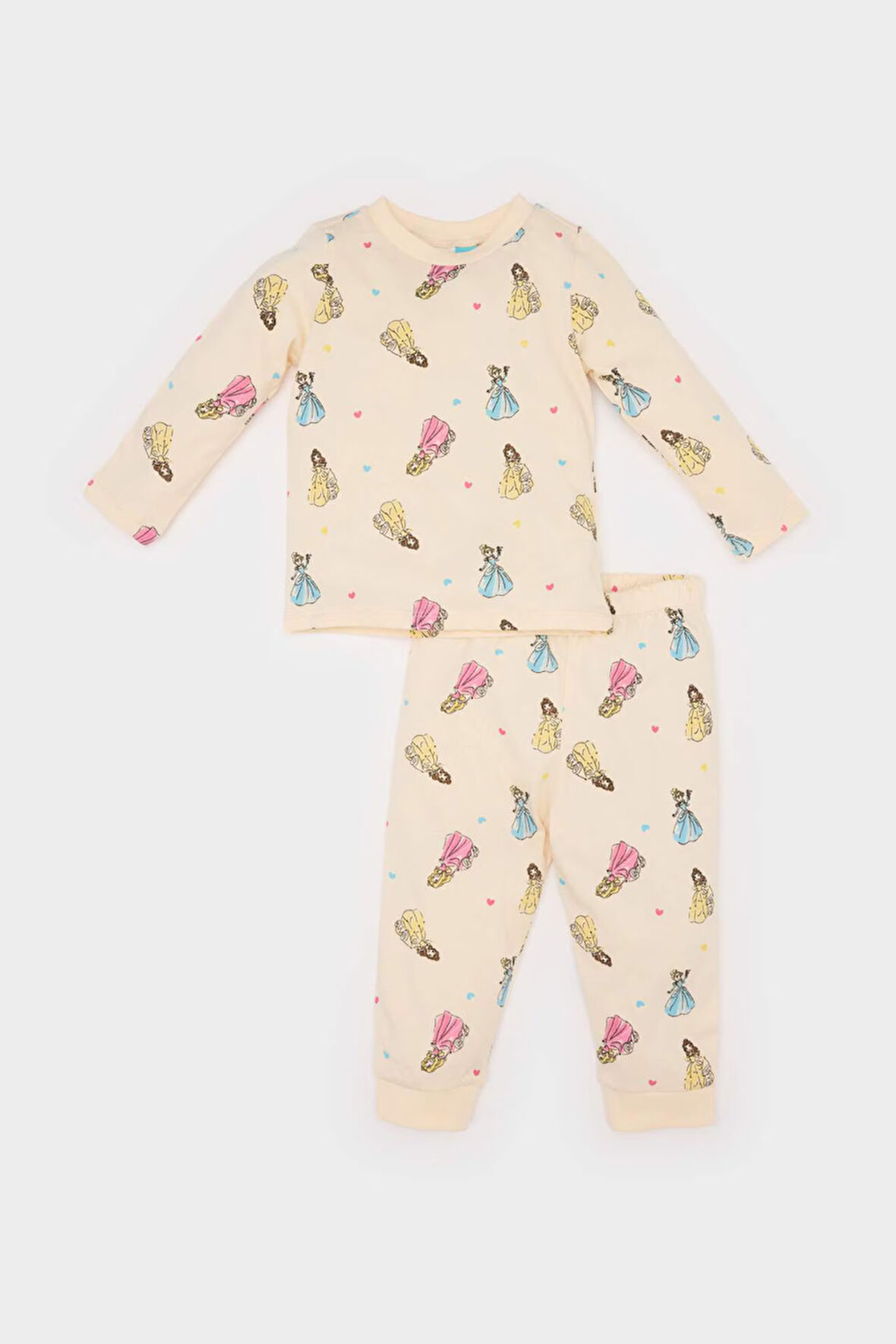 DeFacto Kız Bebek Pijama Takımı Disney Prenses Penye Uzun Kollu Üst Esnek Belli Alt E4609A525SPBG812
