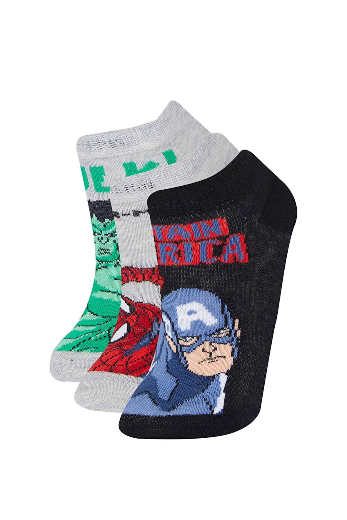 DeFacto Erkek Çocuk Marvel 3'lü Pamuklu Patik Çorap E5166A8NSKR1