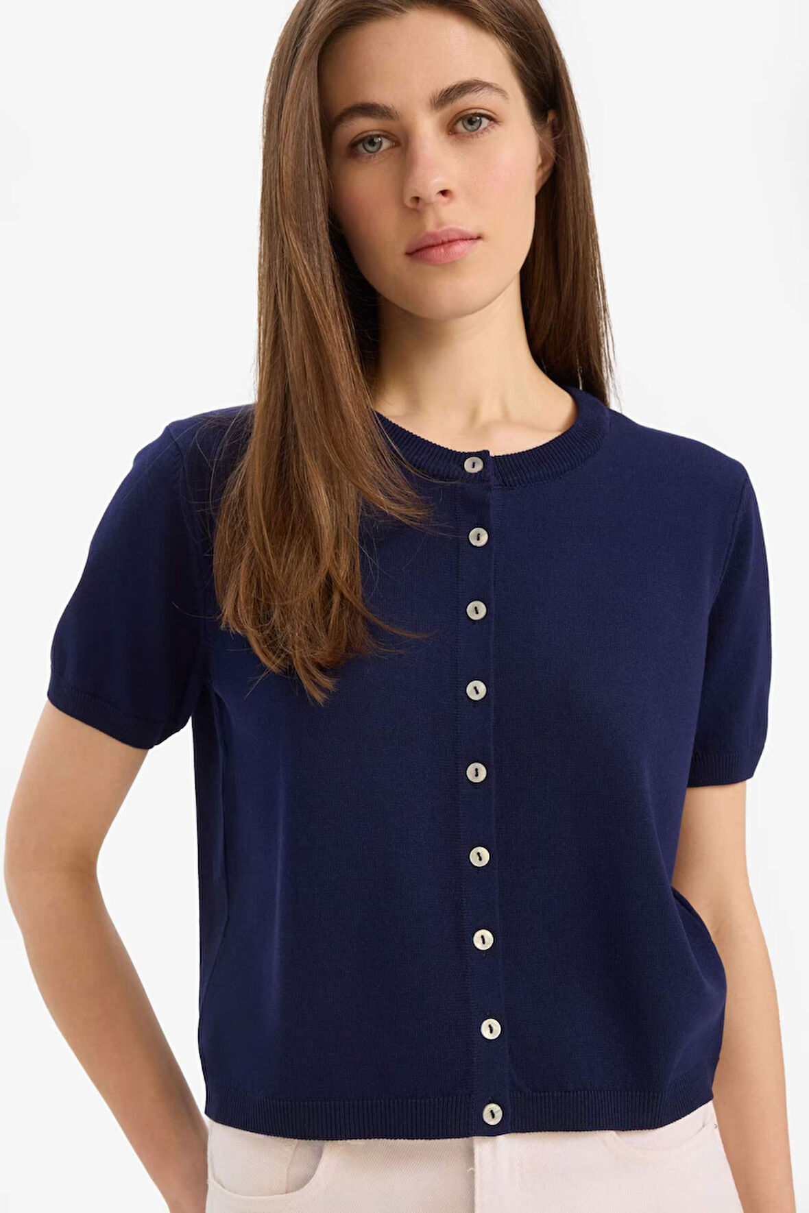 DeFacto 	Regular Fit Bisiklet Yaka Basic Düz Triko Hırka E5770AX25SMNV31