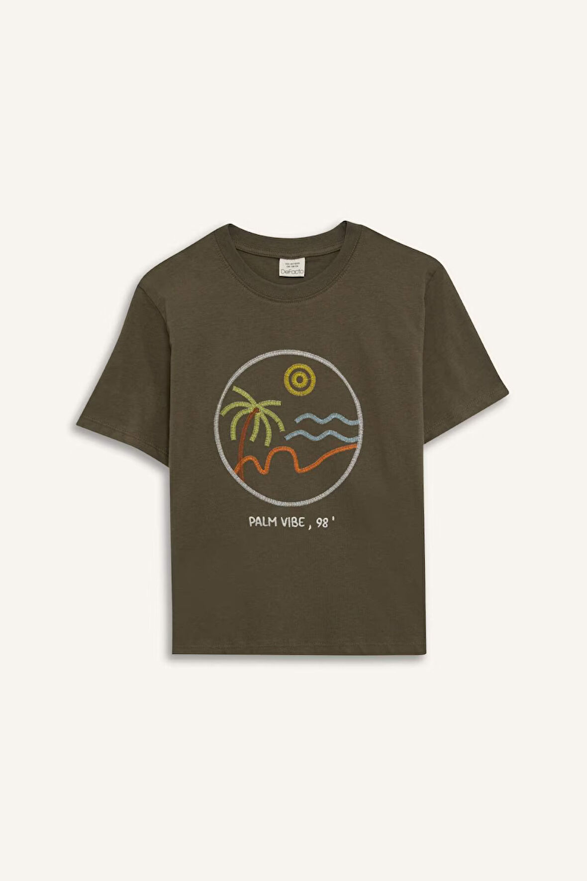 DeFacto Erkek Çocuk Bisiklet Yaka Nakışlı Kısa Kollu Tişört E0964A825SMKH261