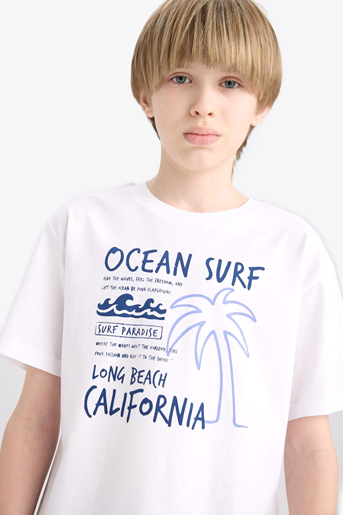 DeFacto Erkek Çocuk Bisiklet Yaka Baskılı Kısa Kollu Tişört E6315A825HSWT34