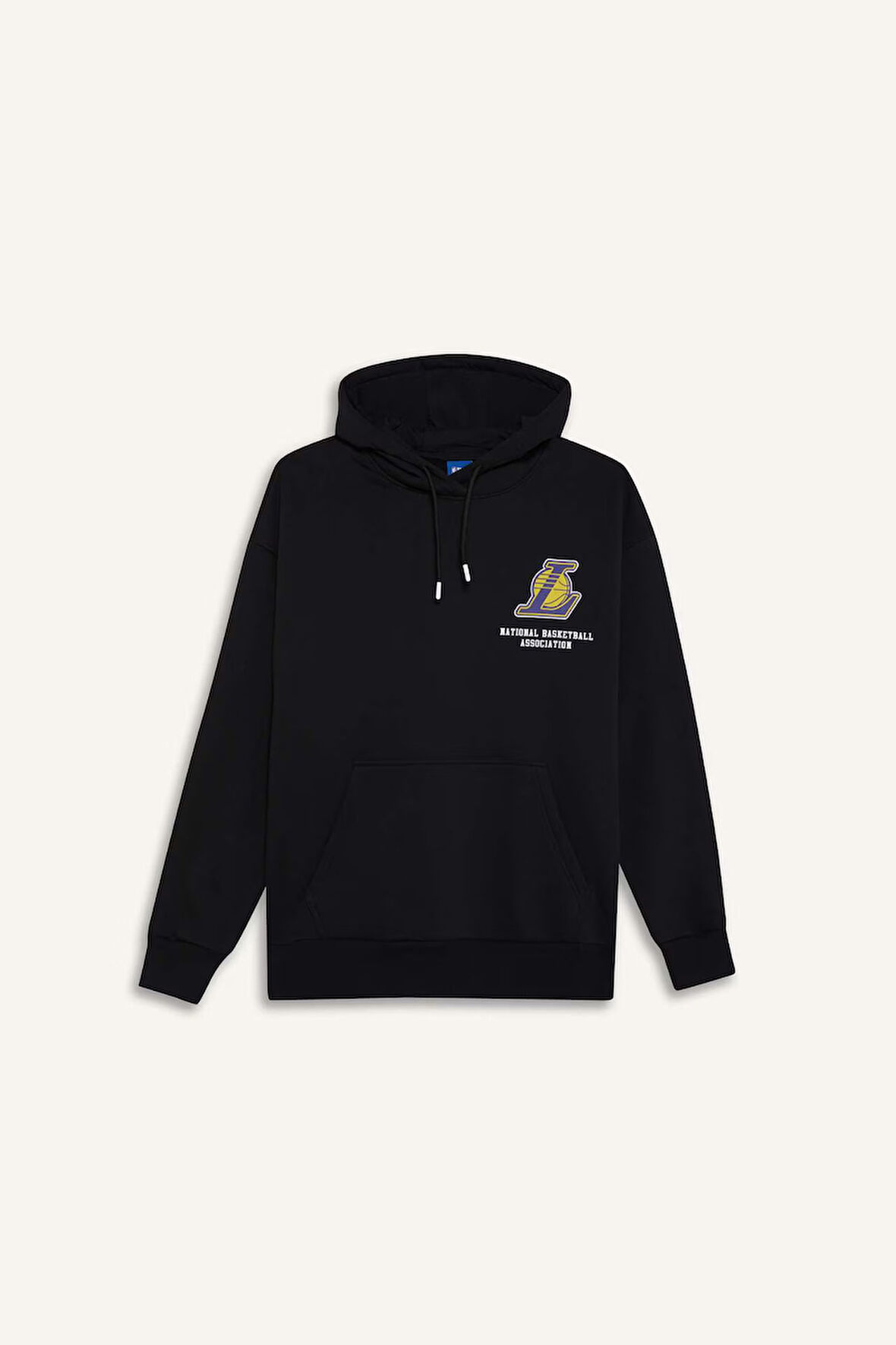 DeFactoFit NBA Los Angeles Lakers Oversize Geniş Kalıp Kapüşonlu Kalın Sweatshirt D8489AX25SPBK81