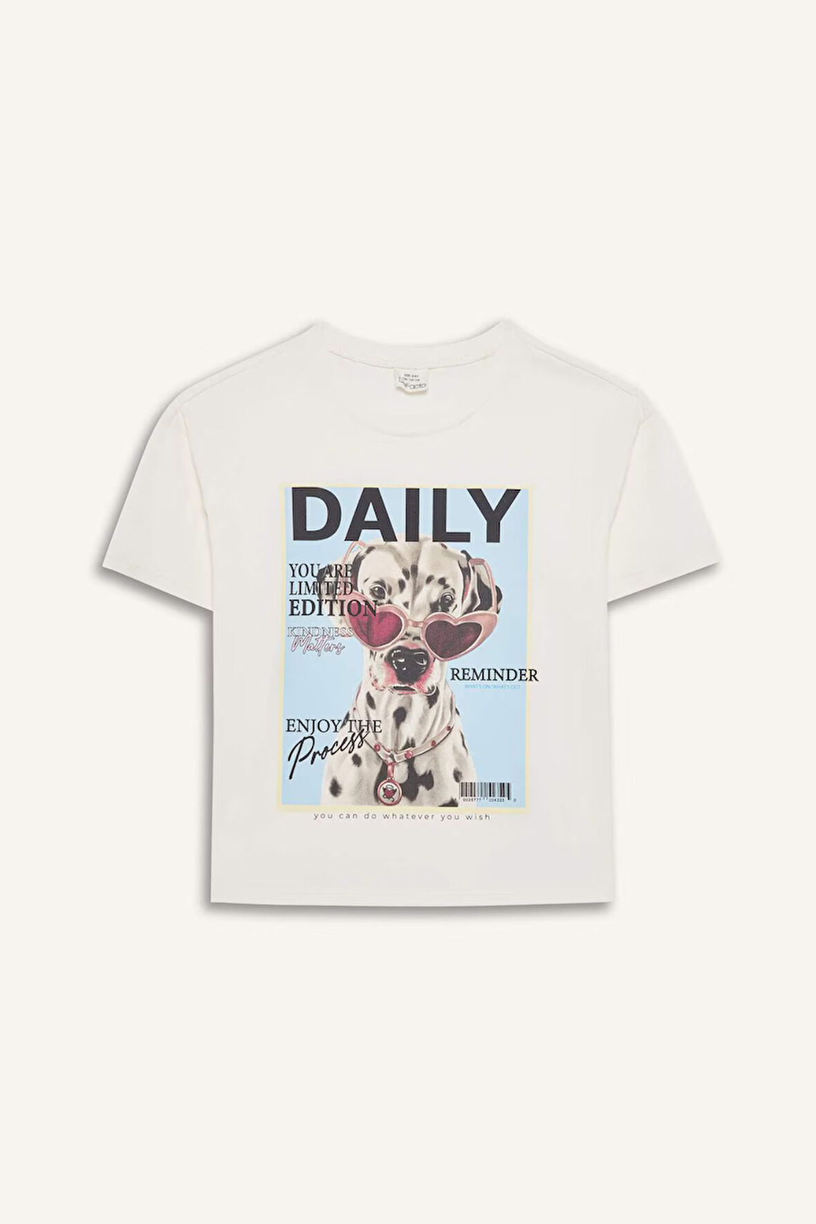 DeFacto Kız Çocuk Relax Fit Bisiklet Yaka Baskılı Kısa Kollu Tişört E1827A825SMER238