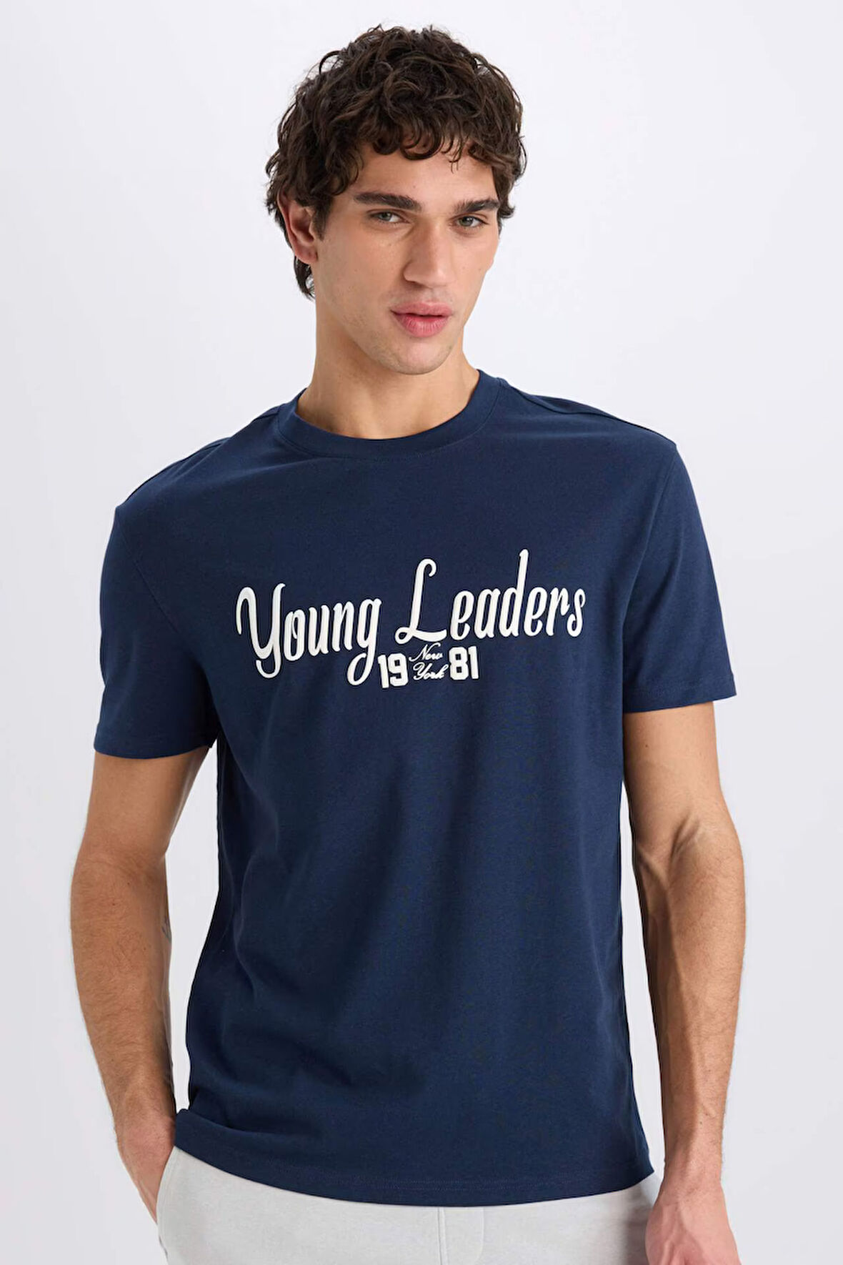 Regular Fit Bisiklet Yaka Baskılı Kısa Kollu Tişört