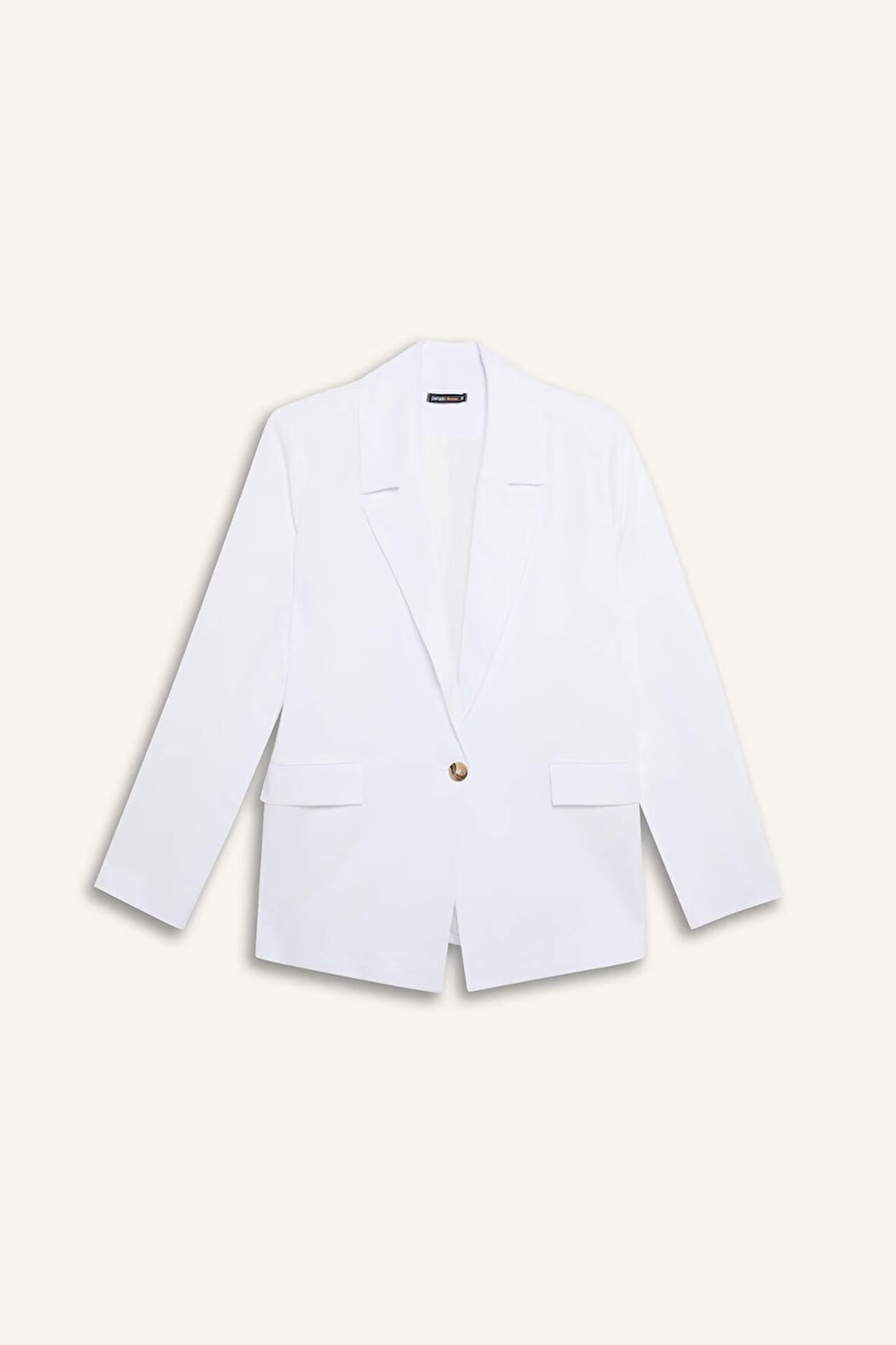 DeFacto Oversize Geniş Kalıp Keten Karışımlı Beyaz Blazer Ceket Z2536AZ25SPWT34
