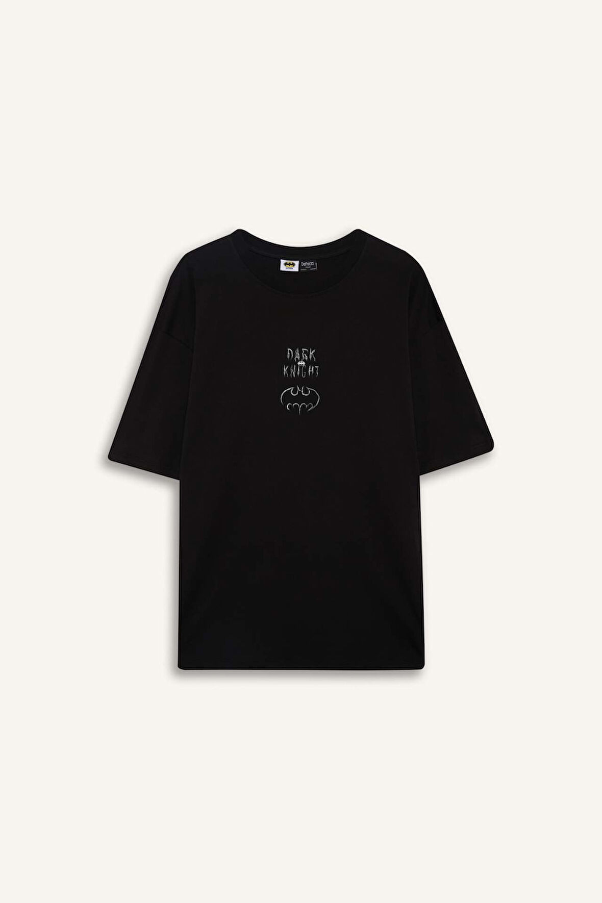 DeFacto %100 Pamuk Batman Boxy Fit Bisiklet Yaka Sırt Baskılı Kısa Kollu Tişört E0618AX25SMBK81
