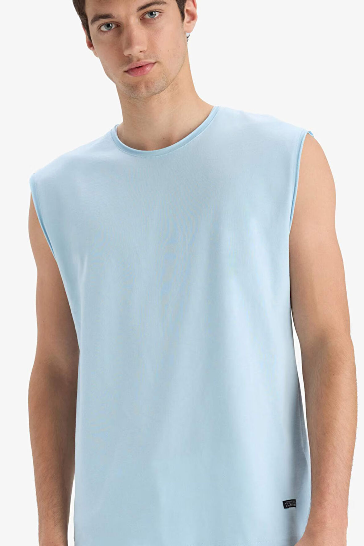 %100 Pamuk Boxy Fit Bisiklet Yaka Basic Düz Atlet