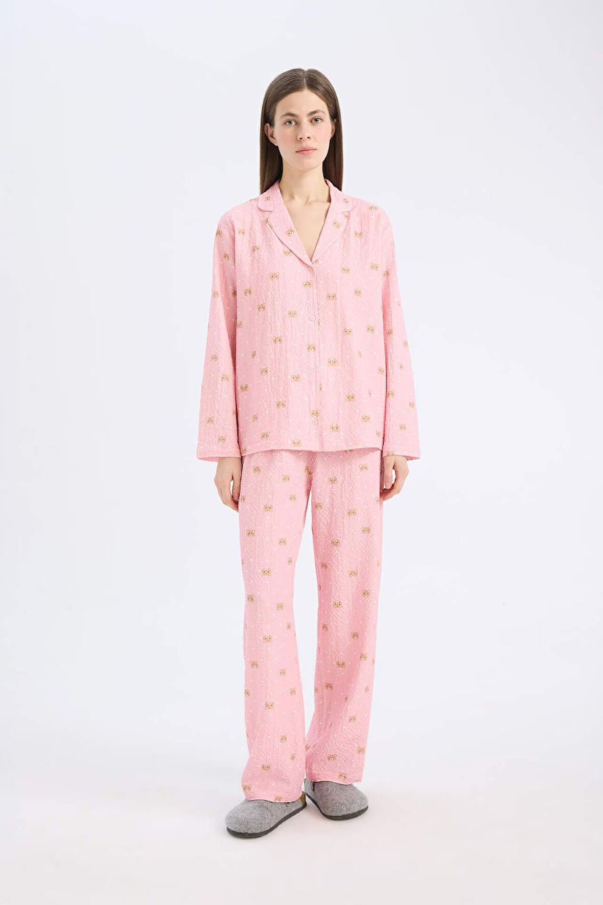 DeFacto Uzun Boy Dokuma Pijama Altı-Fall in Love E5773AX25SPPN99