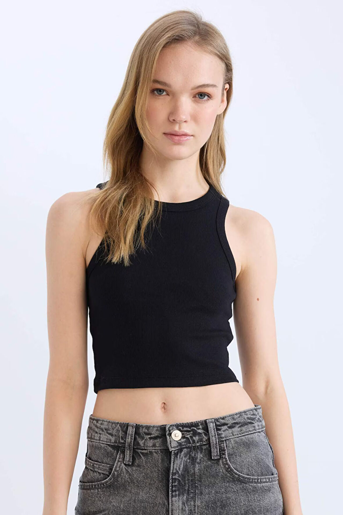 DeFacto Fitted Halter Yaka Fitilli Kaşkorse Atlet U0357AZ25SMBK81