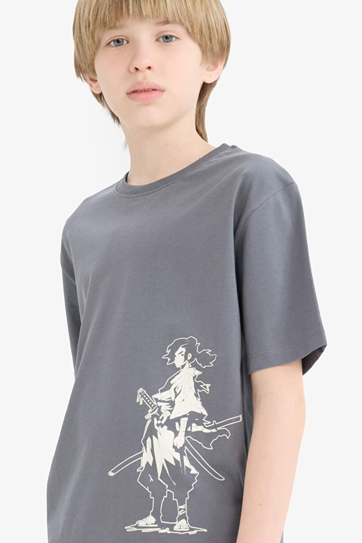 DeFacto Erkek Çocuk Bisiklet Yaka Baskılı Kısa Kollu Tişört E0178A825HSAR58