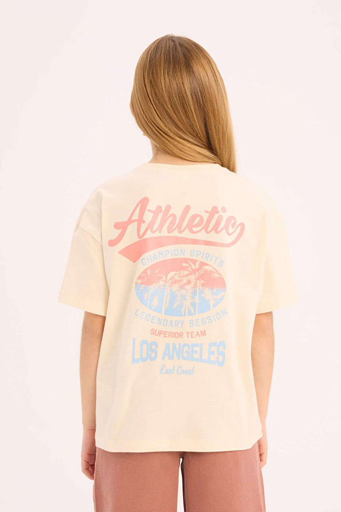 DeFacto Kız Çocuk Relax Fit Bisiklet Yaka Srt Baskılı Kısa Kollu Tişört E0354A825SMER134