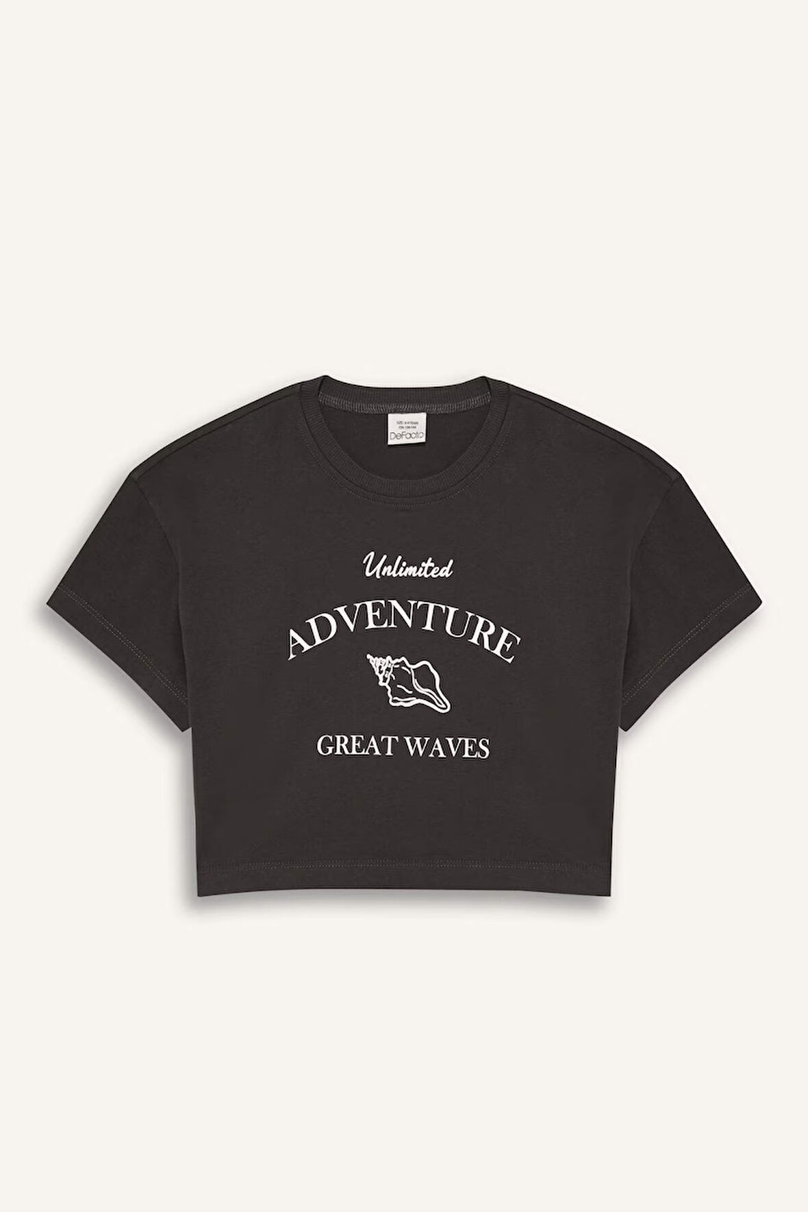 DeFacto Kız Çocuk Crop Bisiklet Yaka Baskılı Kısa Kollu Tişört E0385A825SMAR211