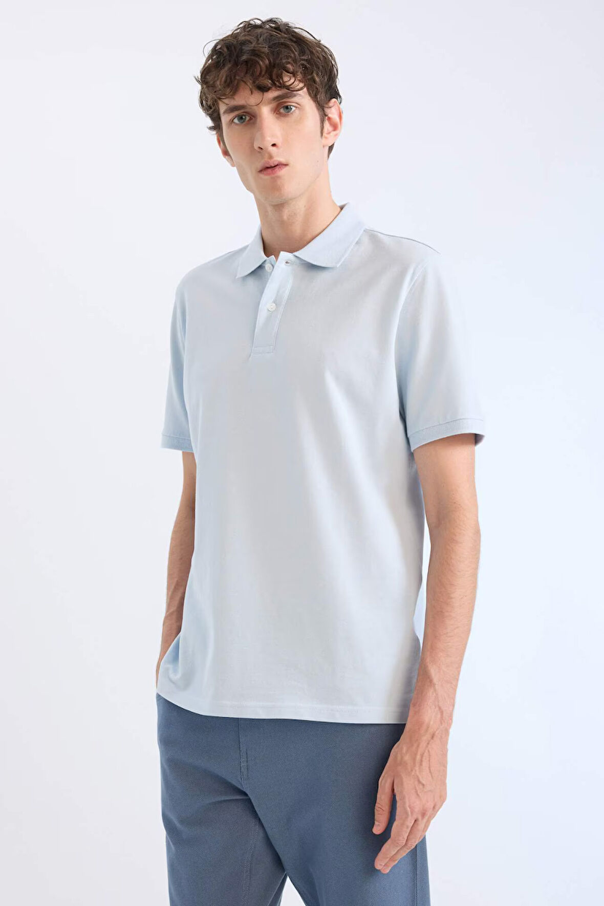 %100 Pamuk Regular Fit Kısa Kollu Basic Düz Pike Kumaş Polo Tişört