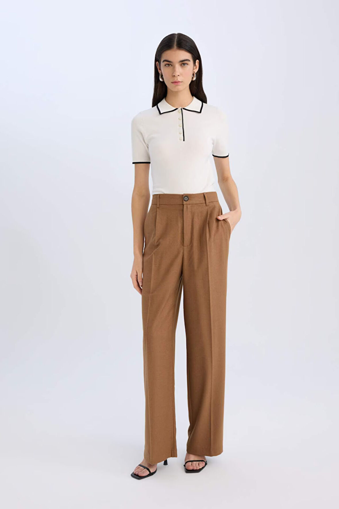 DeFacto Wide Leg Pantolon Cepli Yüksek Bel Geniş Paça Uzun Boy D9182AX24AUBN218