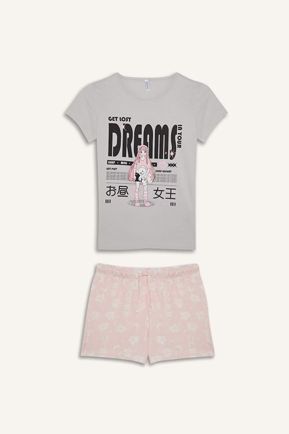 Kız Çocuk Regular Fit Desenli 2'li Pijama Takımı