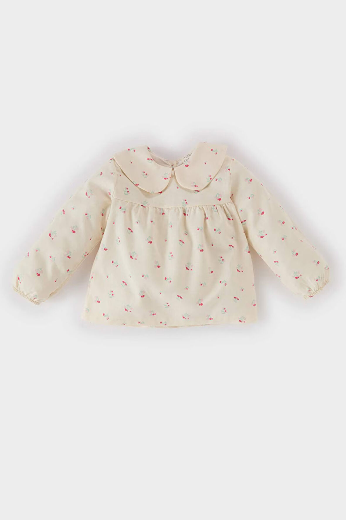 Kız Bebek Bebe Yaka Çiçekli Twill Uzun Kollu Gömlek