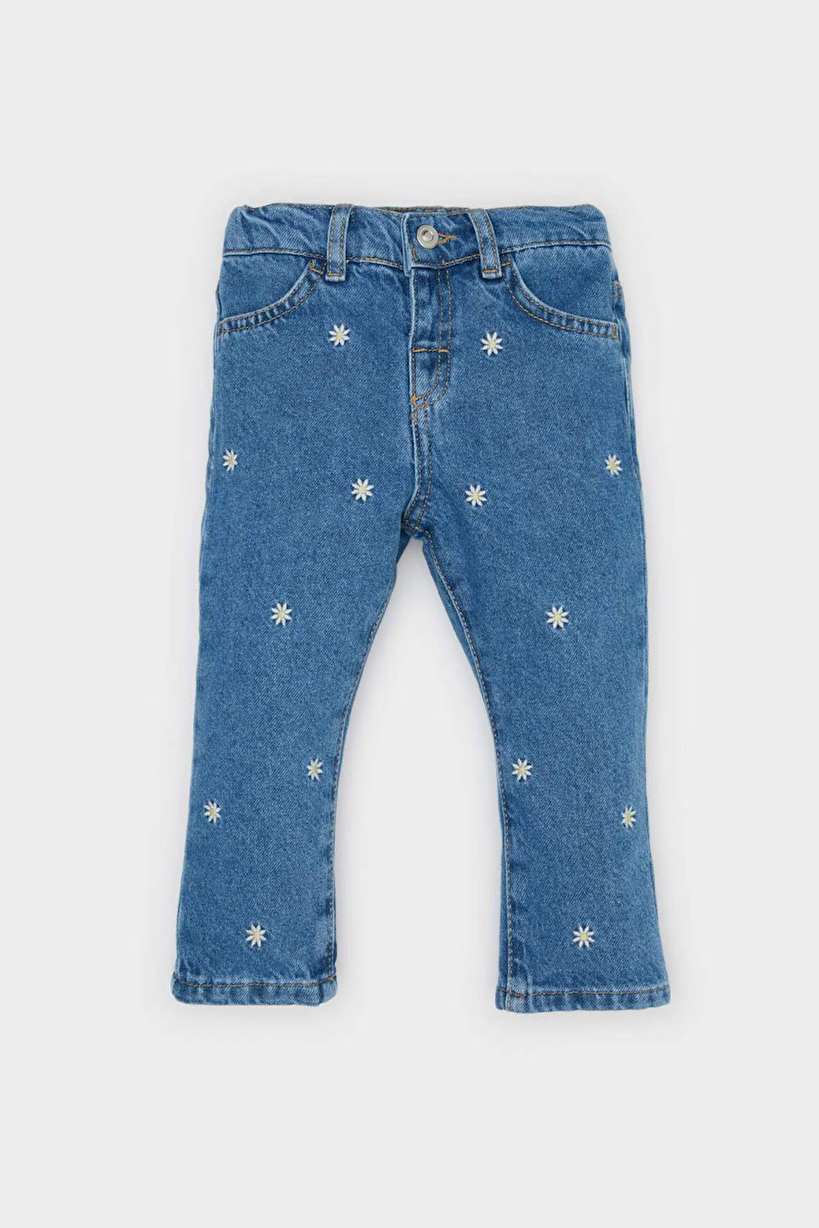 DeFacto Kız Bebek Çiçekli Geniş Paça Jean Pantolon D9440A525SPNM28