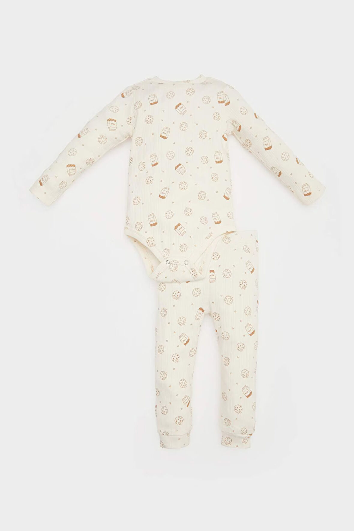 DeFacto Erkek Bebek 2'li Takım Fitilli Kaşkorse Baskılı Uzun Kollu Çıtçıtlı Body Esnek Belli Uzun Alt E6303A525SPER233