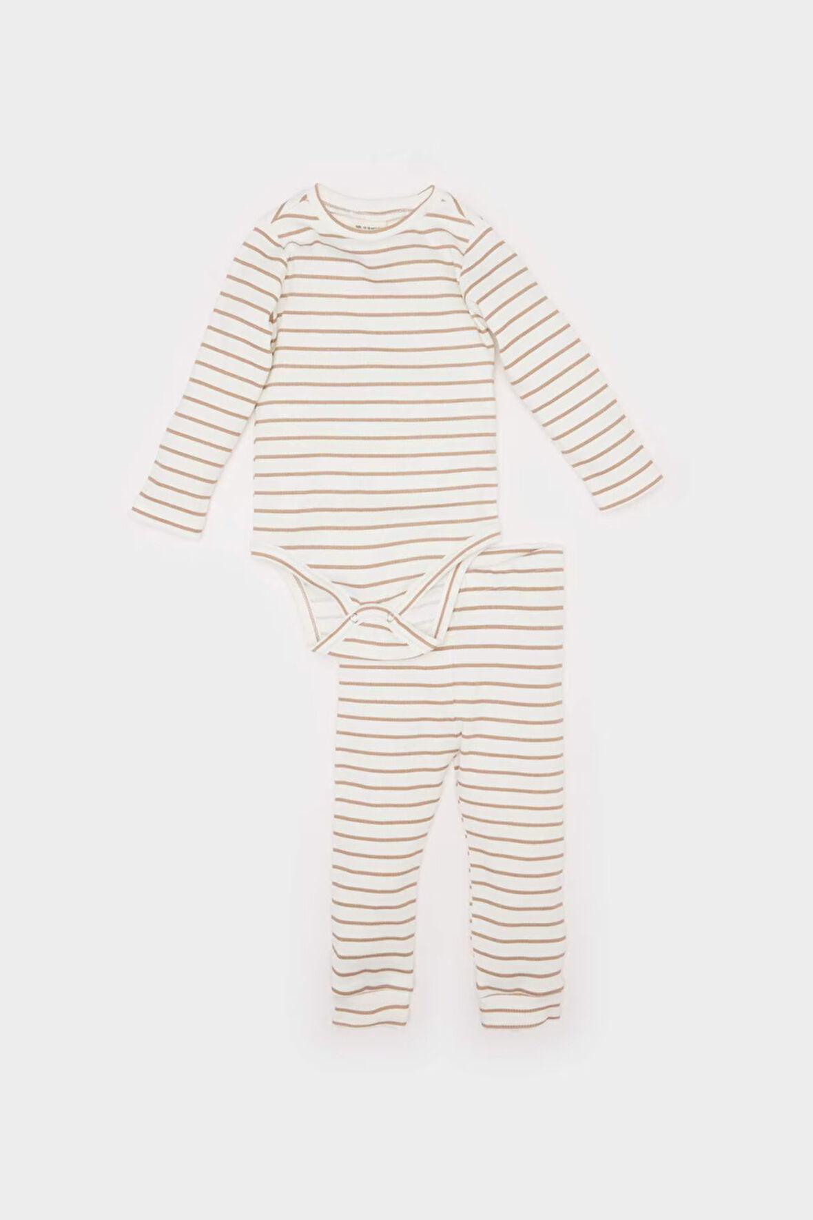 DeFacto Erkek Bebek 2'li Takım Çizgili Fitilli Kaşkorse Uzun Kollu Çıtçıtlı Body Beli Lastikli Alt E6303A525SPBN287